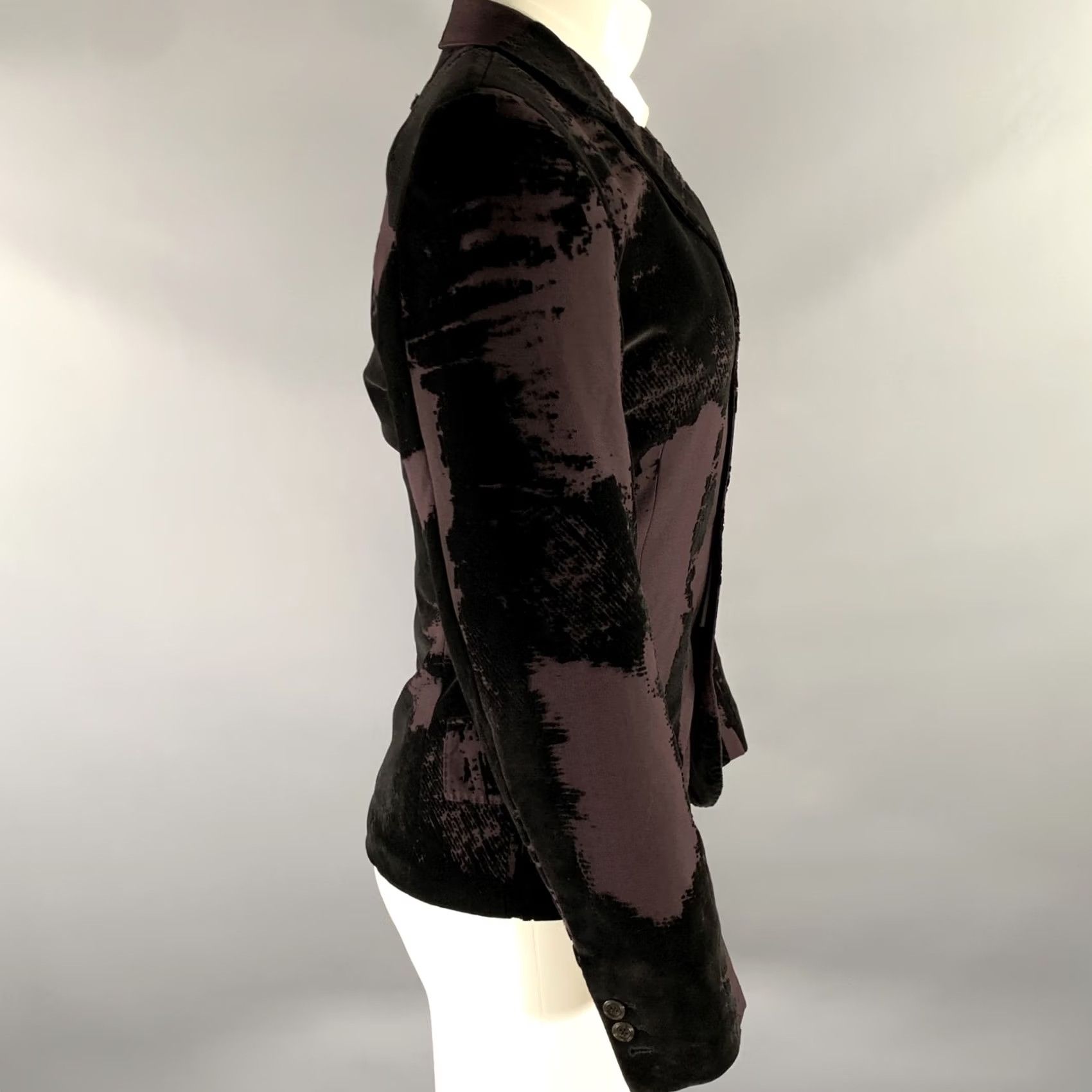 Jean Paul Gaultier JEAN PAUL GAULTIER Sport Coat 38 Black Burgundy Devore Velvet Mens Size US 38 / EU 54 - 3 Thumbnail