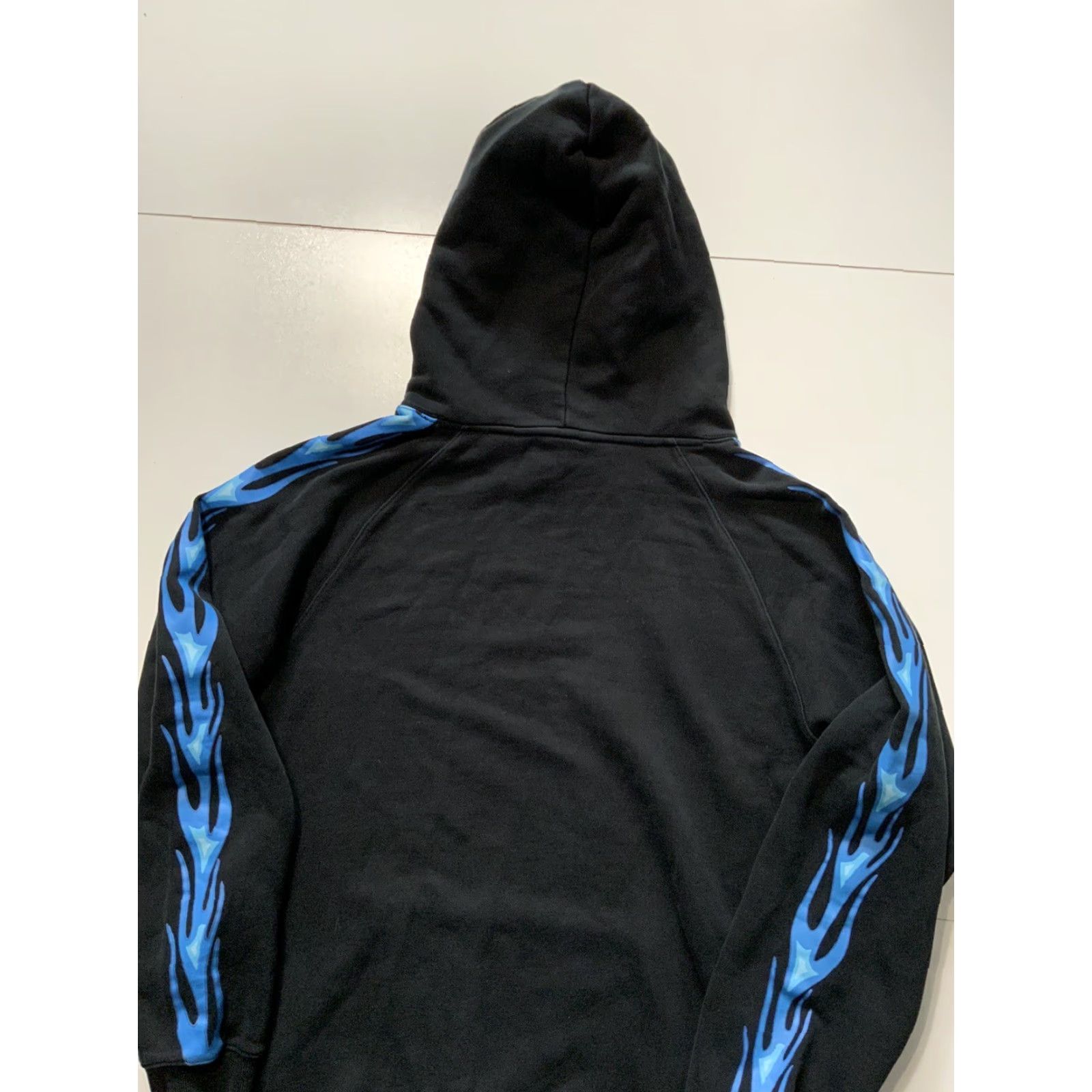 Vintage VIBRATE V8 Blue Flames Heavyweight French Terry Black Pullover Hoodie XL Mens Size US XL / EU 56 / 4 - 4 Thumbnail