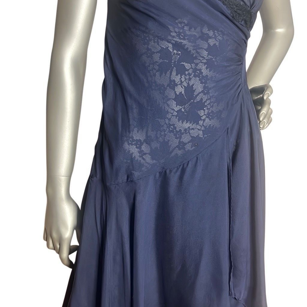 SikSilk Meghan Silk Lace-Trim Dark Blue Gown Dress 4 (024) Size S / US 4 / IT 40 - 4 Thumbnail