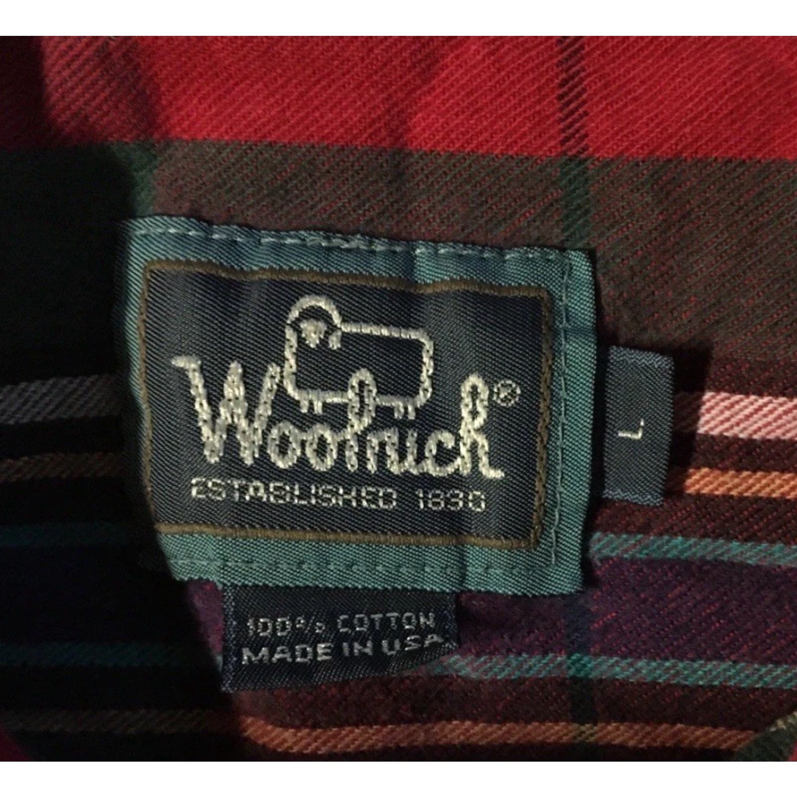 Vintage VINTAGE Woolrich Shirt L USA Plaid Flannel 90s 80s Red Cotton Long Sleeve Button-Up Men Size US L / EU 52-54 / 3 - 3 Thumbnail