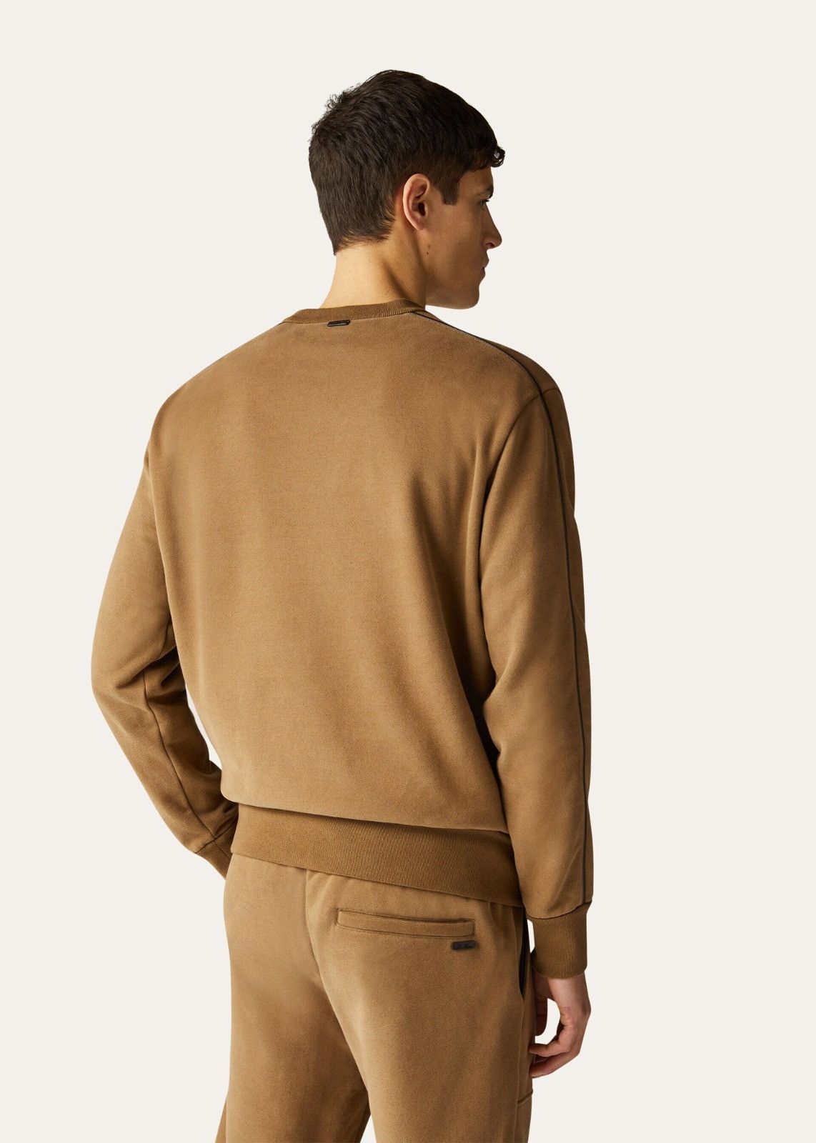 Loro Piana o1srvl11e1224 Girocollo Cotton Jersey Sweatshirt in Camel Size US XL / EU 56 / 4 - 4 Thumbnail