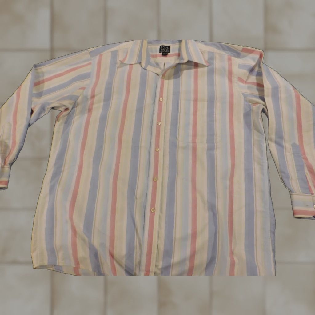 Jos. A. Bank Jos. A. Bank Mens Shirt Large blue striped traveler's Collection Button-Down Shirt Regular Knit Cotton Long Sleeve Multicolor Pocketed Button-Up Mens Size US L / EU 52-54 / 3 - 1 Thumbnail