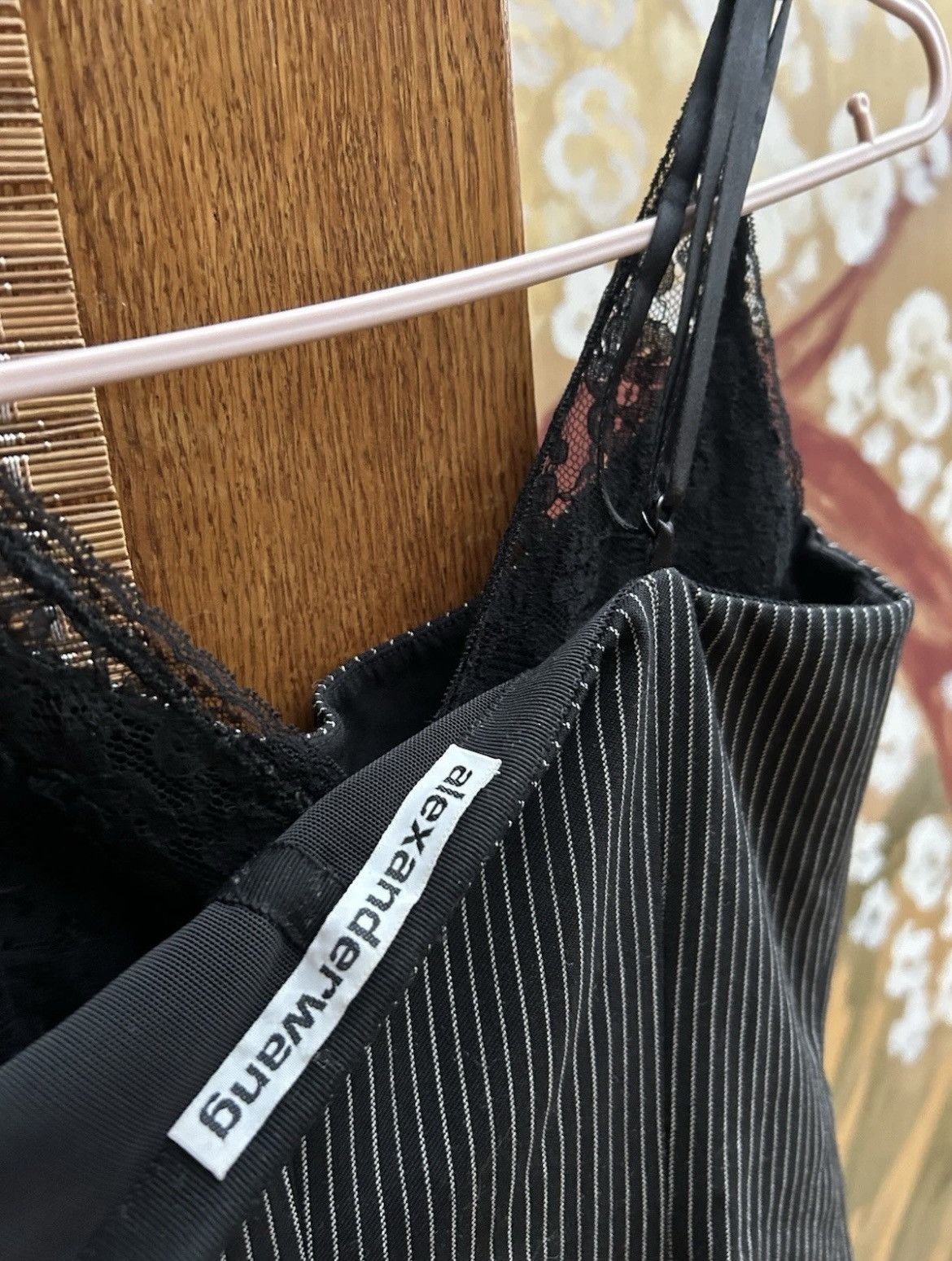 Alexander Wang Alexander Wang Pinstripe Slip Dress Lace Trim Bodycon Mini Size XS / US 0-2 / IT 36-38 - 7 Thumbnail