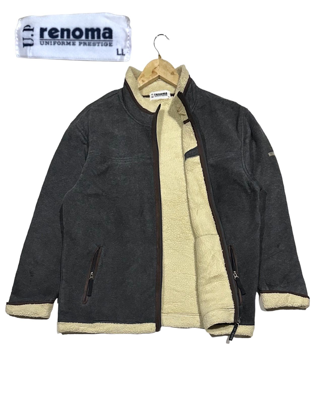 image of Vintage Up Renoma Suede Sheepskin Jacket Winter in Grey, Men's (Size Medium)