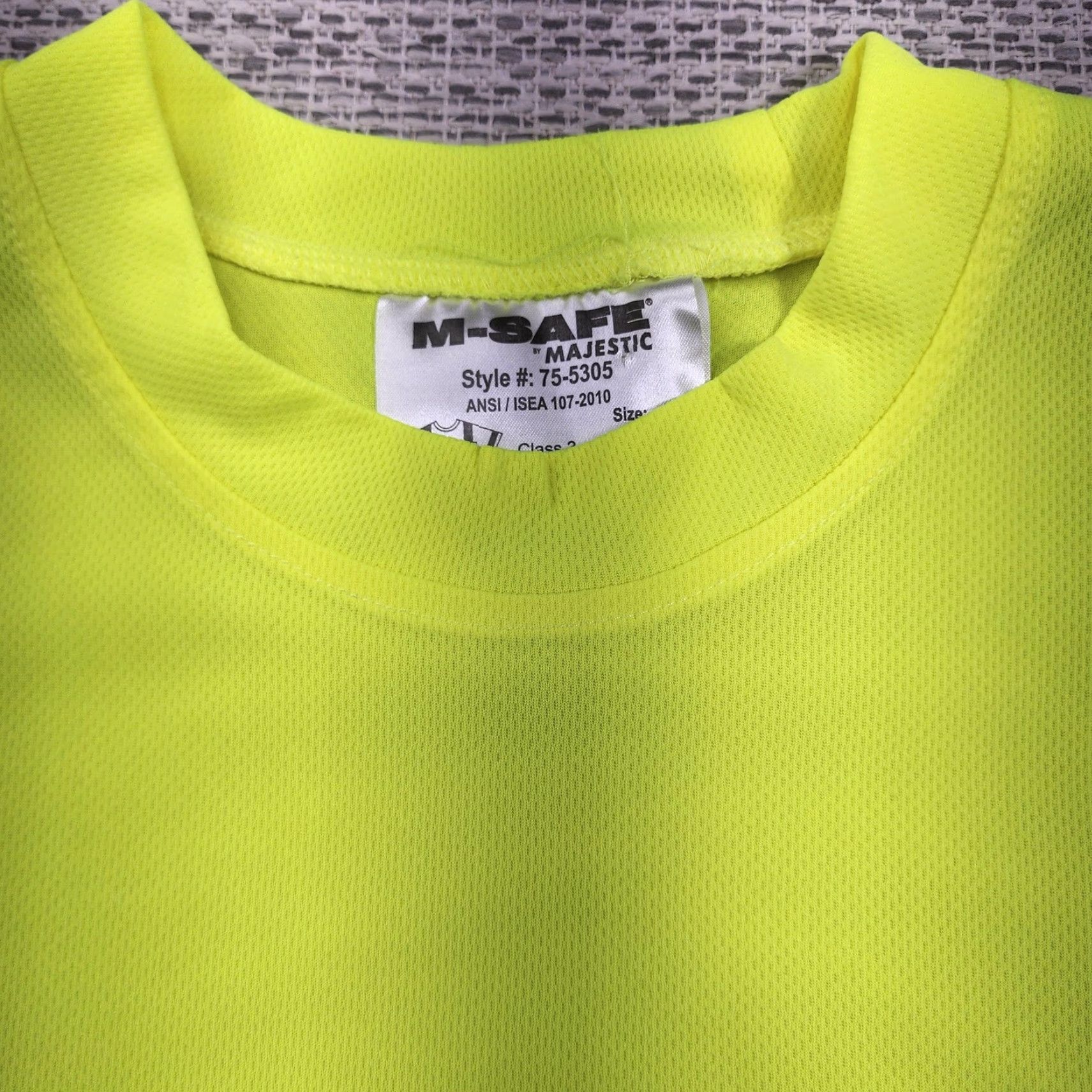 Vintage Majestic M-SAFE Hi Vis Safety Shirt Mens Large 3M Reflective Class 3 75-5305 Yellow Polyester Net? Size US L / EU 52-54 / 3 - 5 Thumbnail