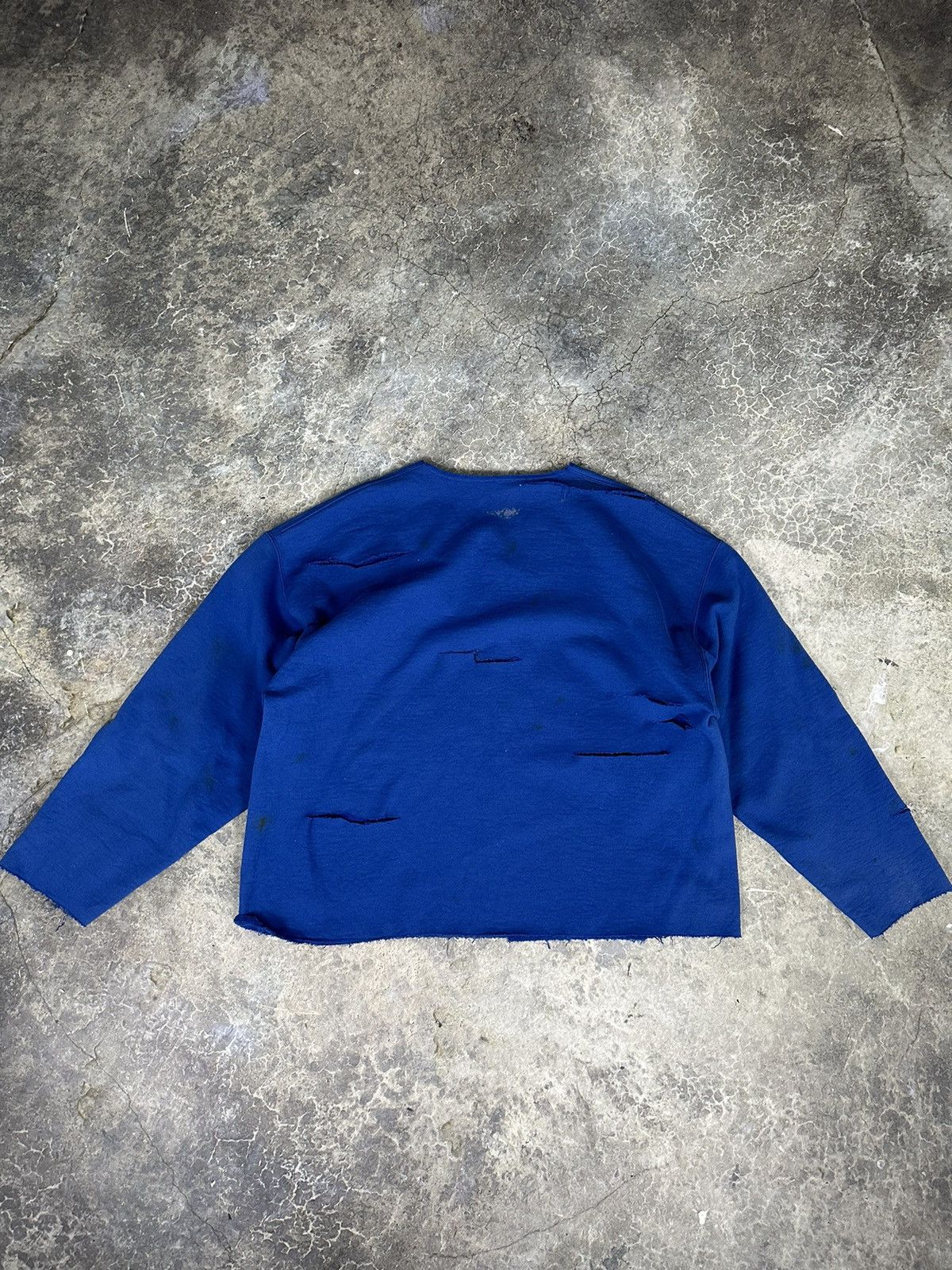Japanese Brand × Vintage Vintage Thrashed cut and sew cross Crewneck Size US L / EU 52-54 / 3 - 9 Thumbnail