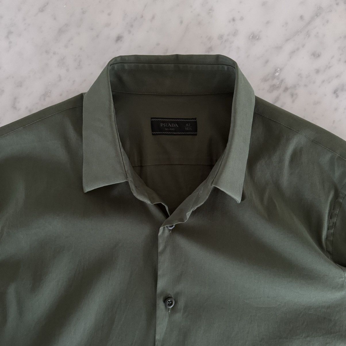 Prada Green stretch poplin shirt Size US M / EU 48-50 / 2 - 5 Thumbnail