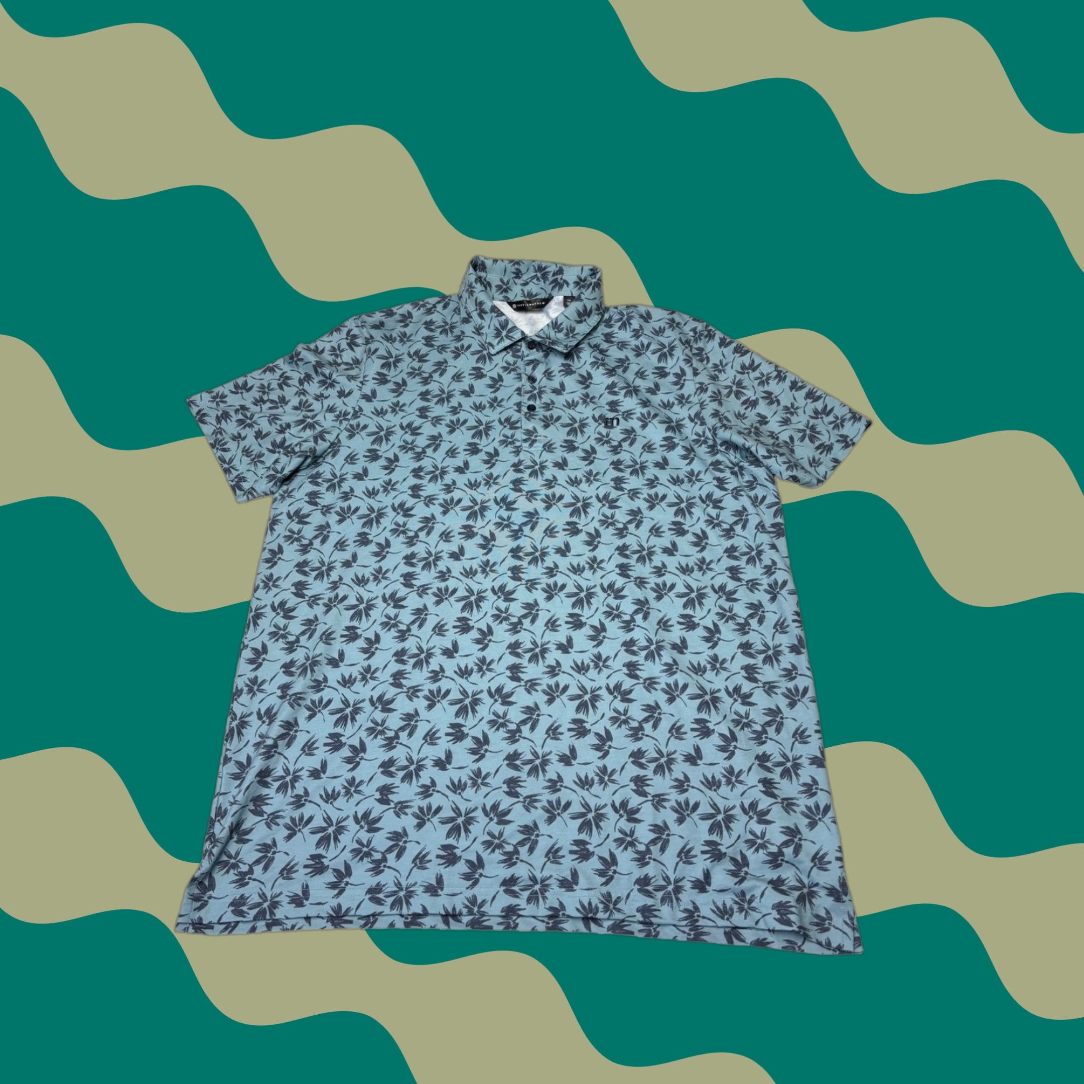 TravisMathew TravisMathew Polo Shirt Blue Floral Palm Leaf 2XL Short Sleeve Golf Shirt Mens Punchy Polo Shirt Outfits Size US XXL / EU 58 / 5 - 1 Thumbnail