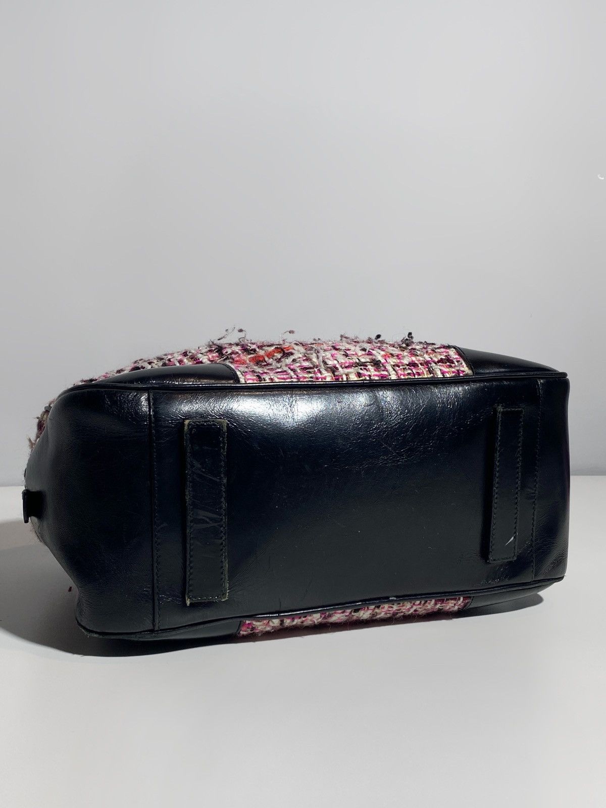 Prada Prada Boston Bag Triangle Logo Plate Tweed Size ONE SIZE - 15 Thumbnail