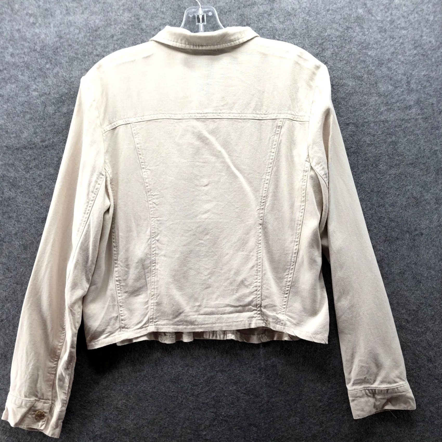 Ellen Tracy Ellen Tracy Jacket Linen Blend Utility Womens XL Beige Ivory Trucker Lightweight Button Front Short Coat Casual Travel Size XL / US 12-14 / IT 48-50 - 2 Thumbnail