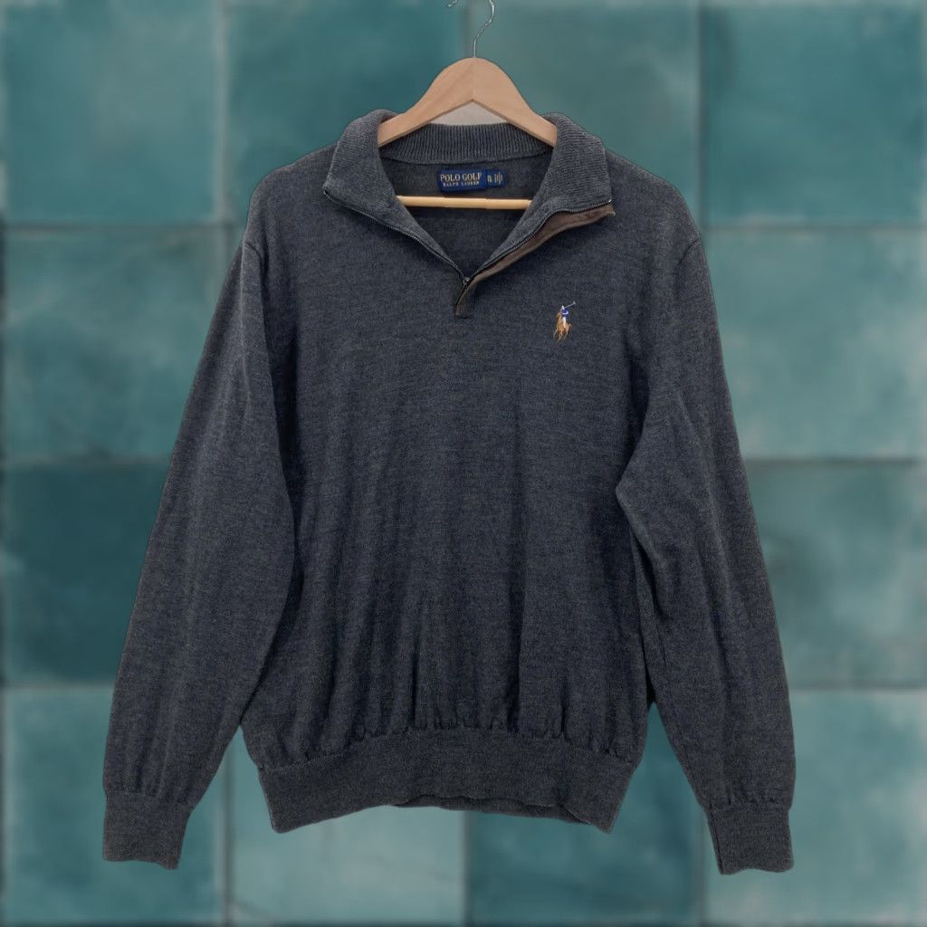 Polo Ralph Lauren Polo Ralph Lauren Sweater Mens XL Gray Merino Wool 1/4 Zip Polo Pony Golf Sweater Mens Size US XL / EU 56 / 4 - 1 Thumbnail
