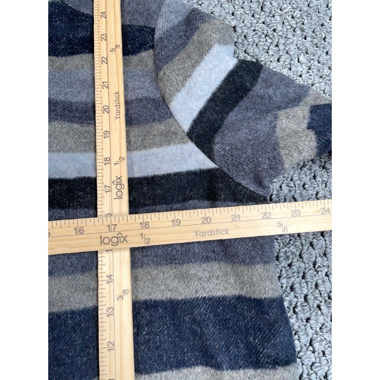 Prana prAna Jacket Women Large Gray Olive Green Striped Zip Front Insulated Wool-Blend Pockets Size L / US 10 / IT 46 - 6 Thumbnail