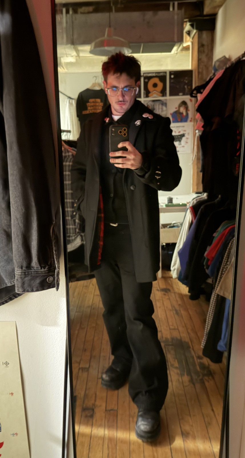Vintage Vintage 80s Narragansett black wool strap overcoat Size US L / EU 52-54 / 3 - 11 Thumbnail