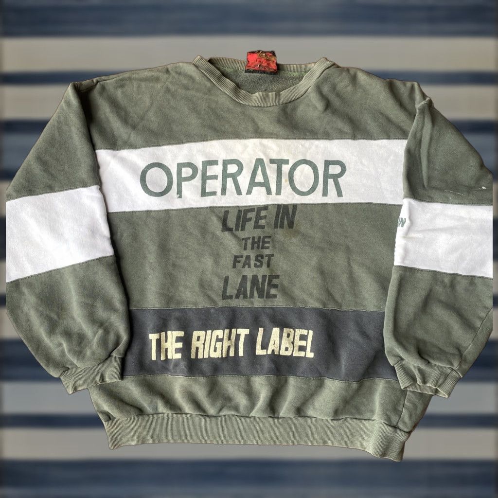 Alife VINTAGE 80s Operator Life In The Fast Lane Crewneck Sweatshirt XL Army Shirt Mens Green Size US XL / EU 56 / 4 - 1 Thumbnail