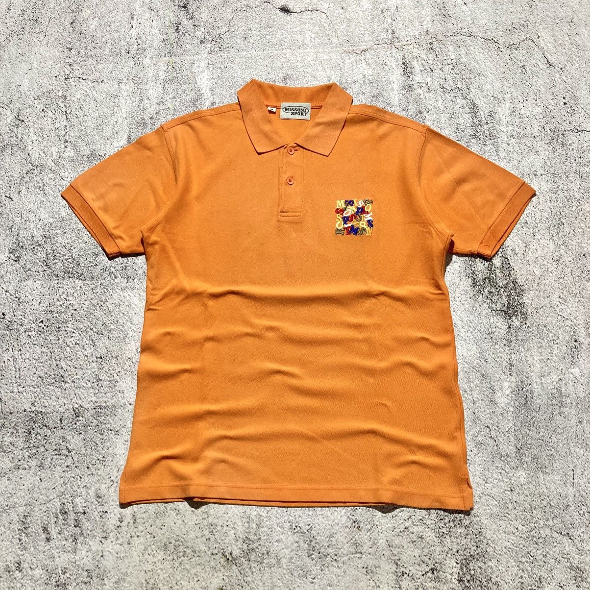 Missoni 1990s Vintage Missoni Sport Spellout Logo Polo Tshirt Orange Size US L / EU 52-54 / 3 - 1 Thumbnail