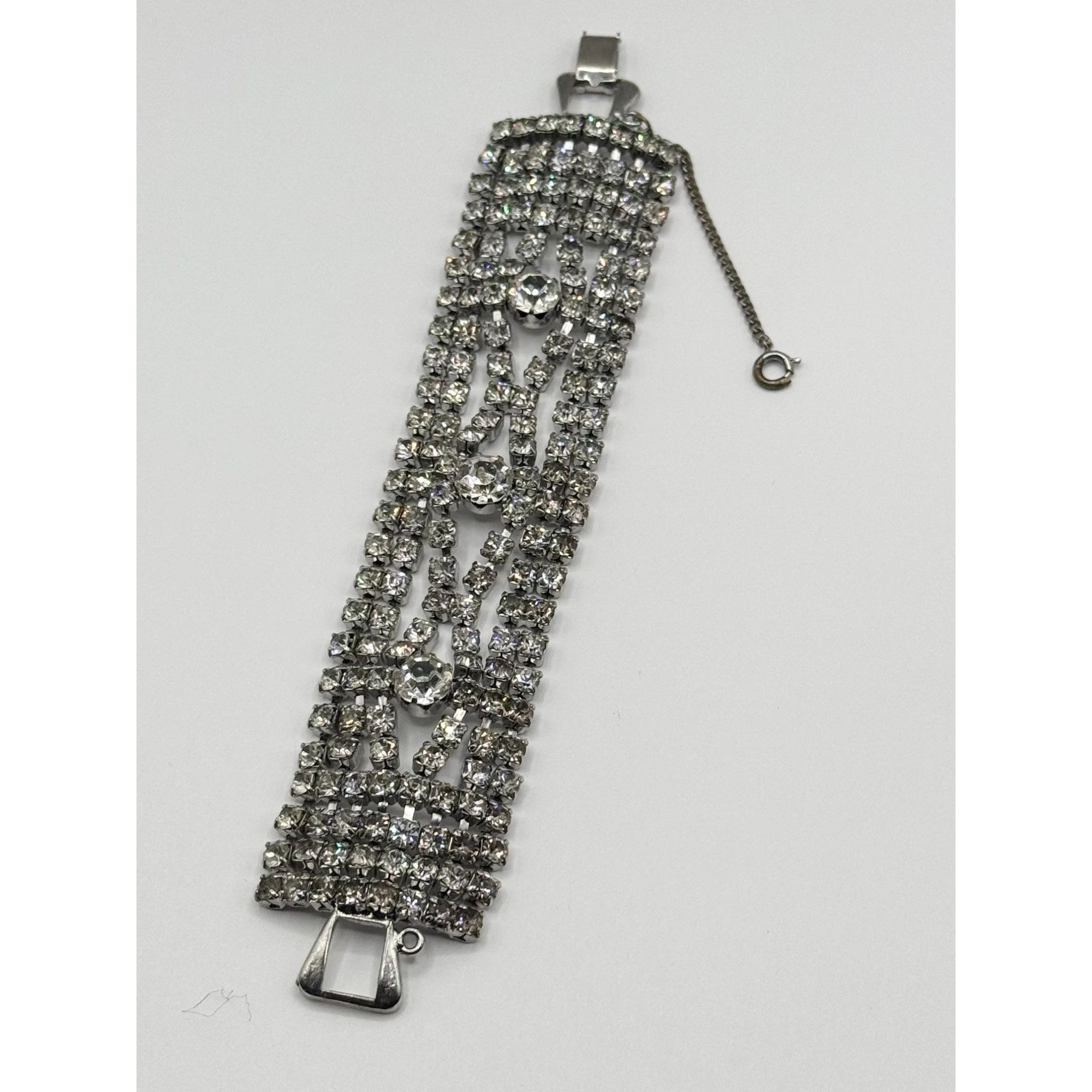 Vintage Vintage Oversized Wide Glass Rhinestone Bracelet Hollywood R Size ONE SIZE - 3 Thumbnail