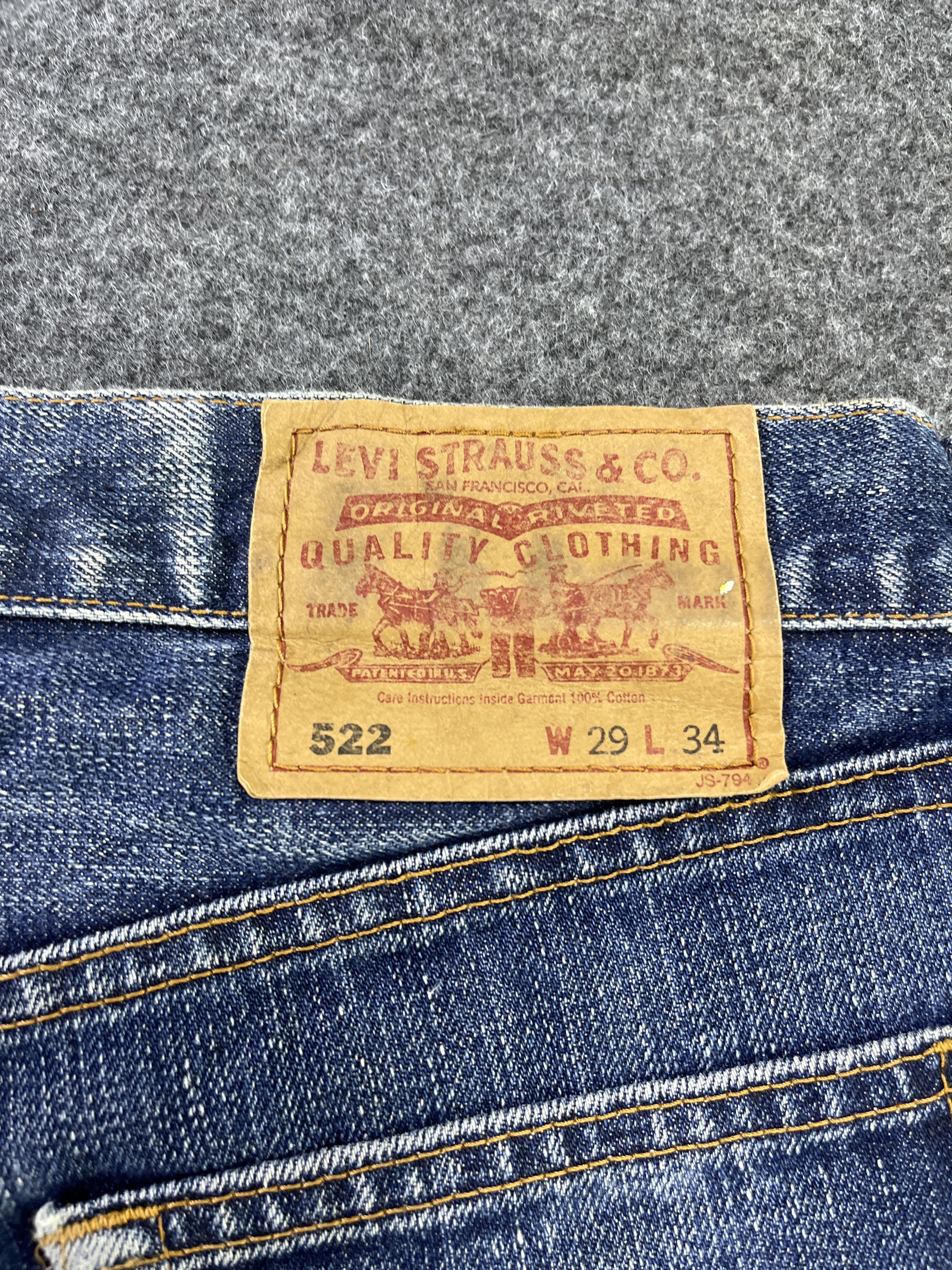 Levi's Vintage Levis 522 Blue Wash Jeans - J931 Size 29" - 6 Thumbnail