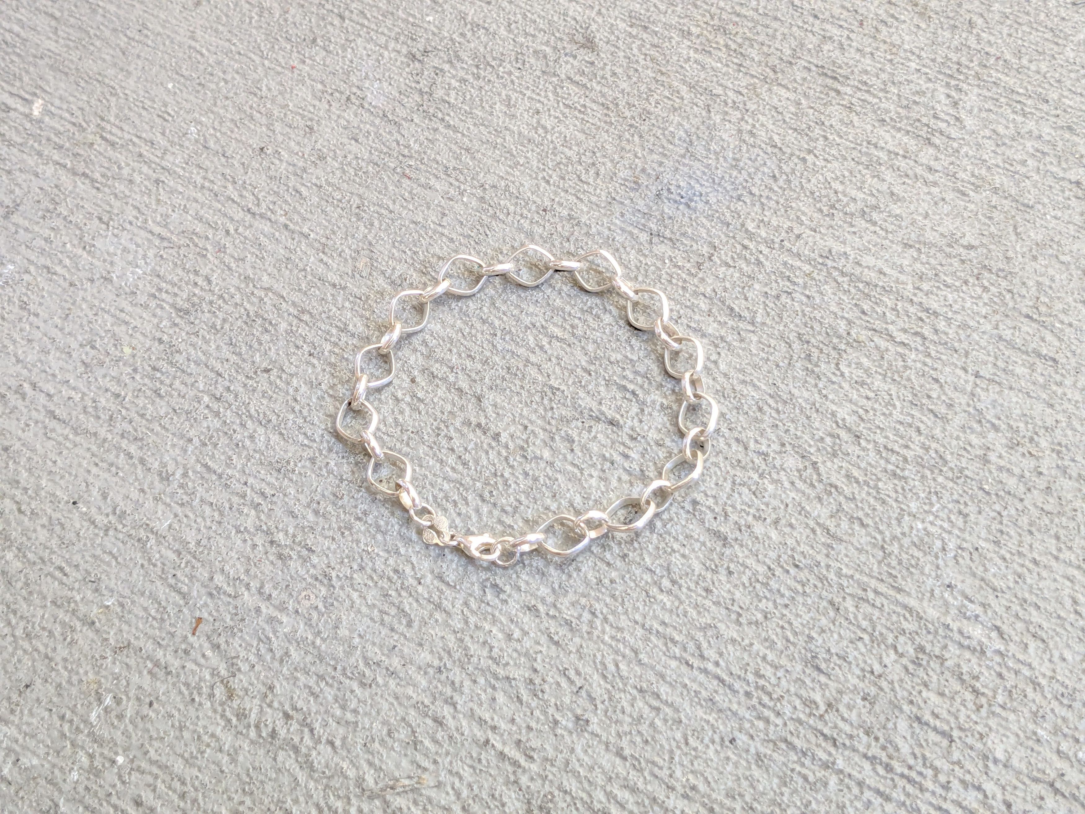 Jewelry Sterling Silver Bracelet Oval 8" Chain Link Size ONE SIZE - 2 Thumbnail