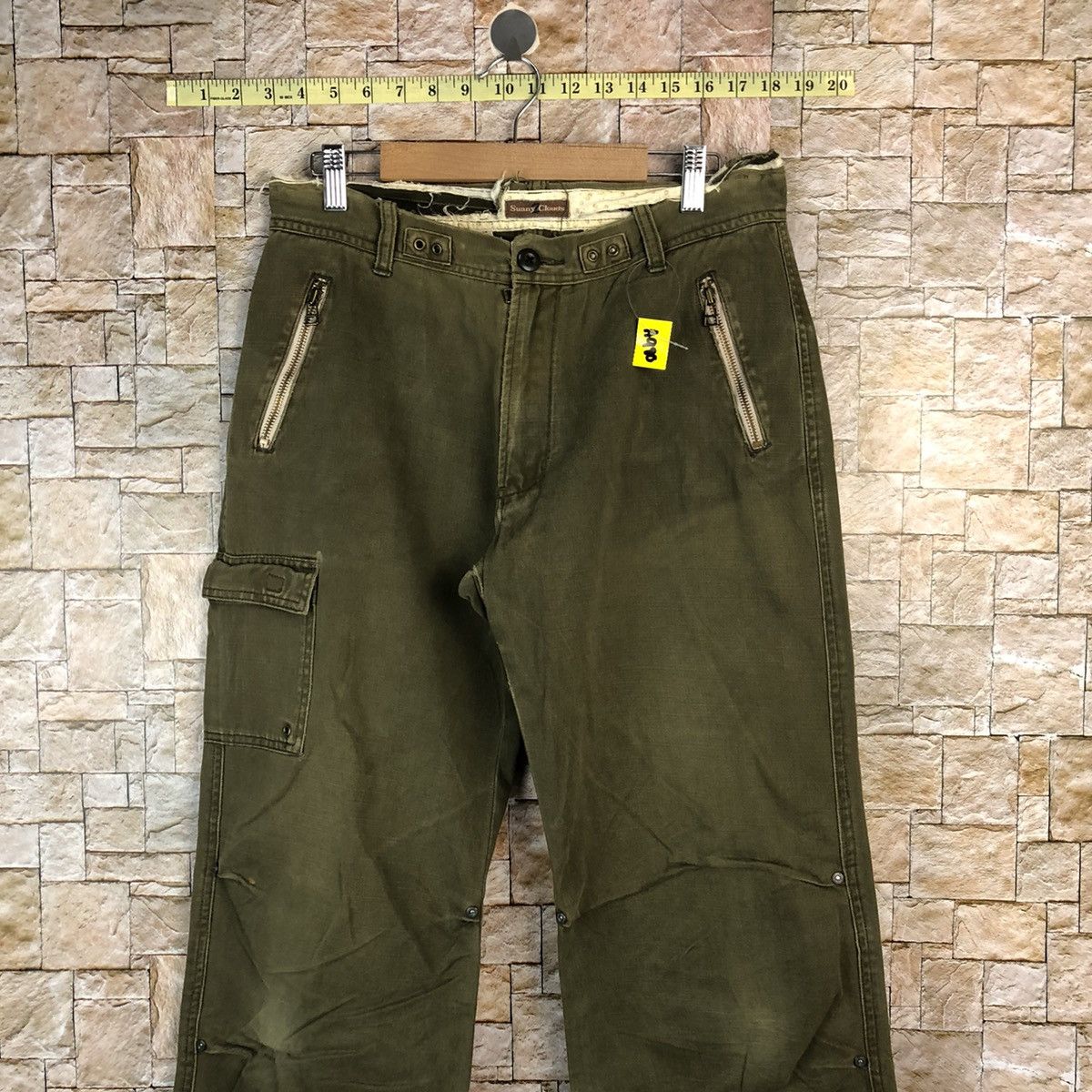 Japanese Brand Sonny Clouds Green utility Cargo Multipocket Pants #A980 Size US 29 - 2 Thumbnail