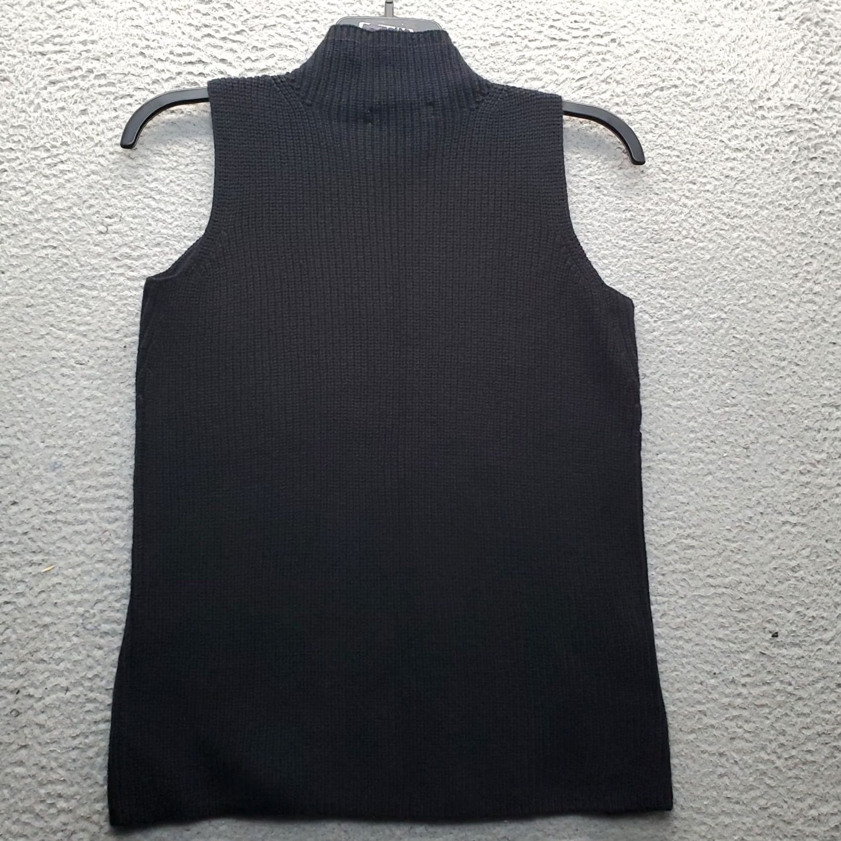 Loft LOFT Womens Size S Black Ribbed Knit Sweater Vest Button Sleeveless Shoulder Mock Neck Casual Knit Vest Ladies 90s Influencer Style Size S / US 4 / IT 40 - 2 Thumbnail