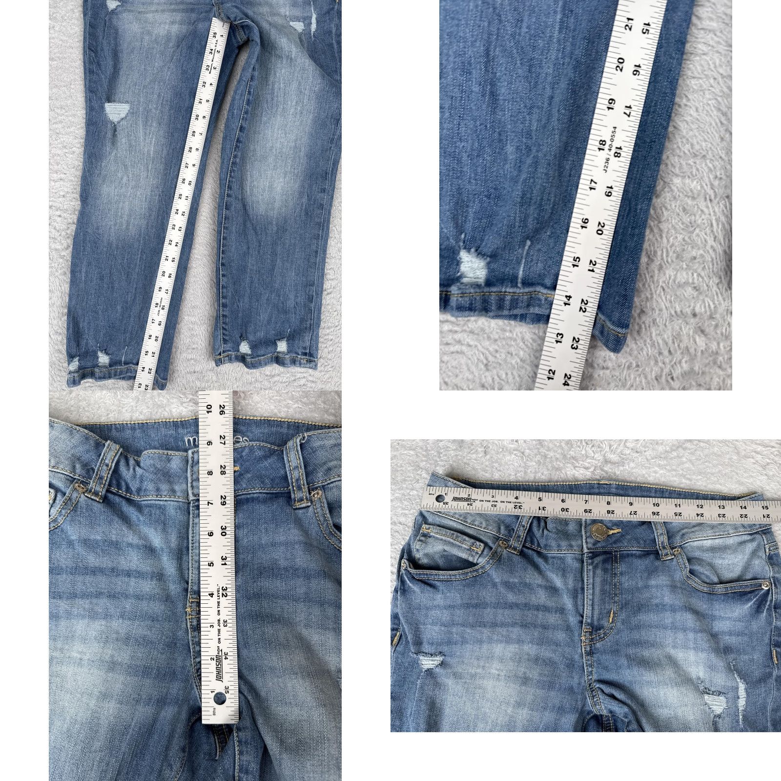 Vintage Maurices Jeans Womens 8 Blue Distressed Crop Straight Leg Mid Rise Denim Size 30" / US 8 / IT 44 - 8 Thumbnail