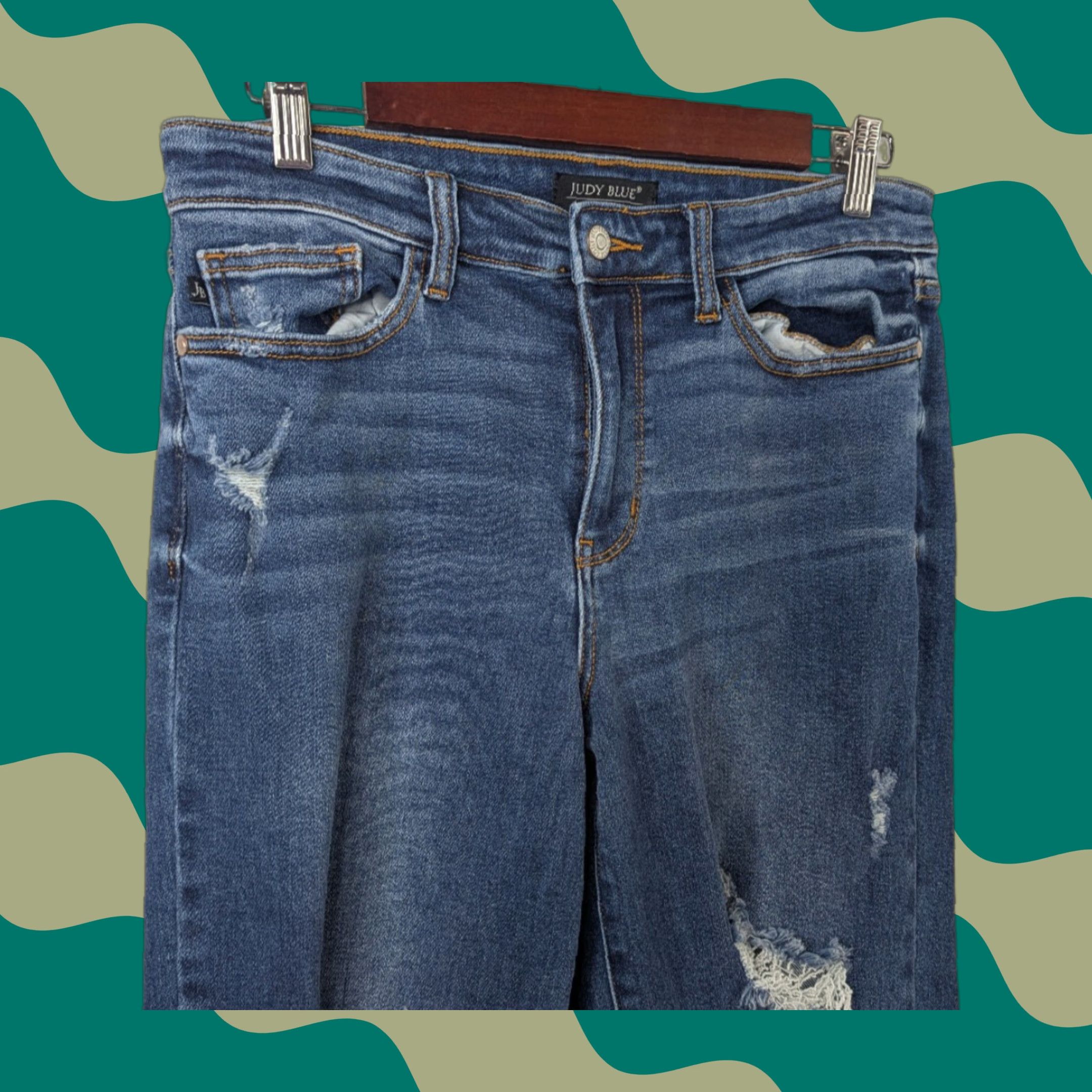 Vintage VINTAGE Judy Blue Dad Jeans Womens 29 Distressed Ripped Frayed Hem Denim Mood: Casual Blue Size 29" - 1 Thumbnail