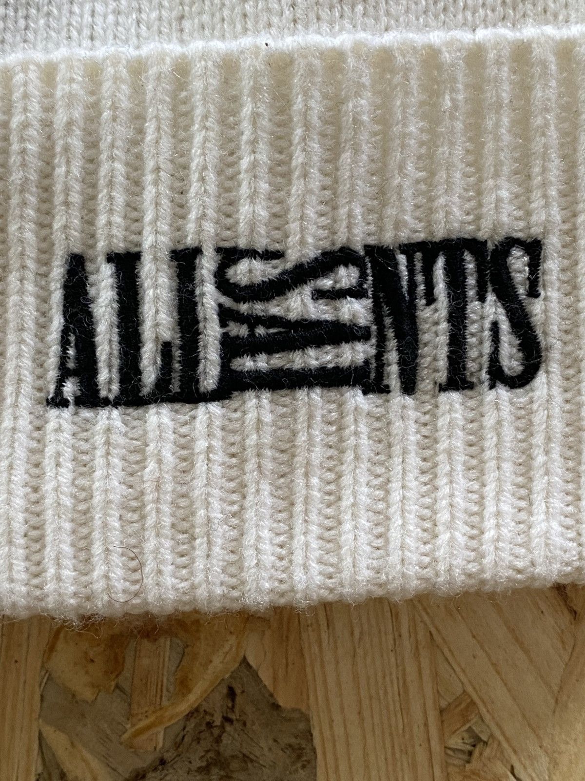 Allsaints AllSaint Oppose Logo Beanie White Wool blend Hat Size ONE SIZE - 2 Thumbnail