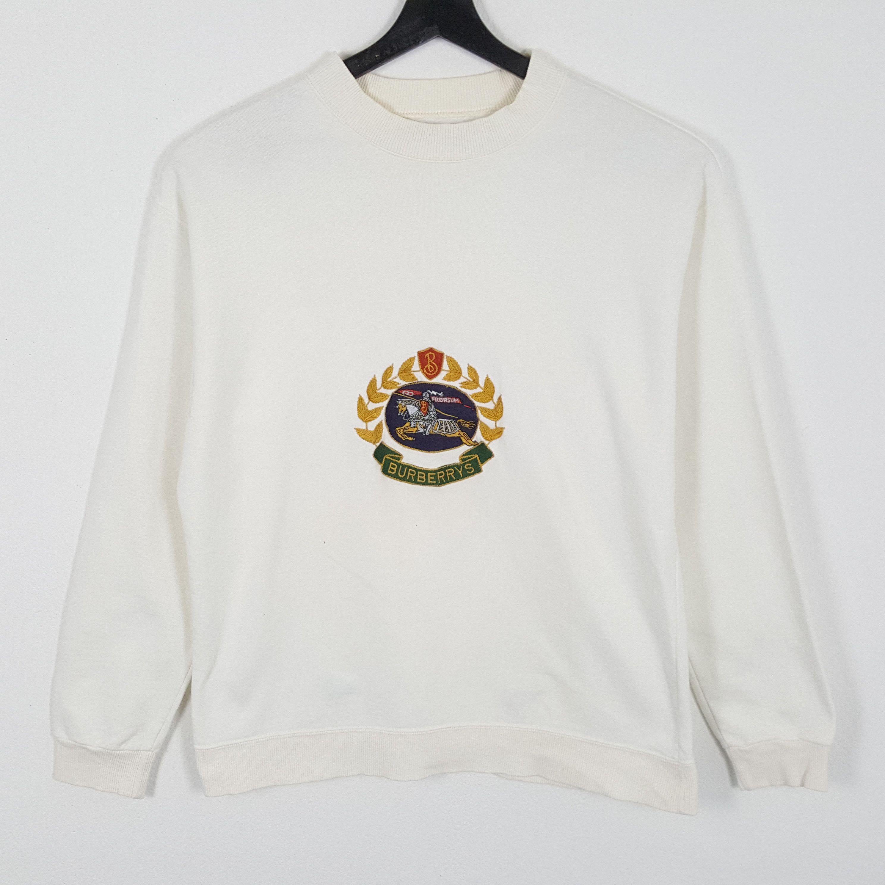 image of Burberrys Luxury Brand Center Logo Design Sweatshirt in White, Men's (Size Medium)
