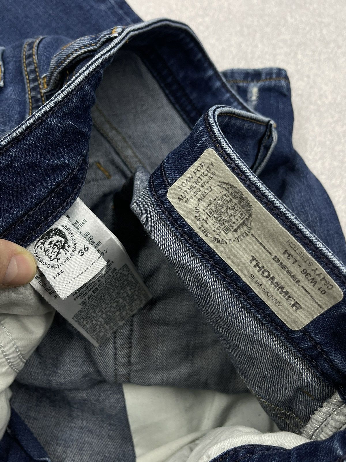 Diesel Mens Diesel Thommer Denim Jeans Blue Distressed Y2K Punk Size US 36 / EU 52 - 11 Thumbnail