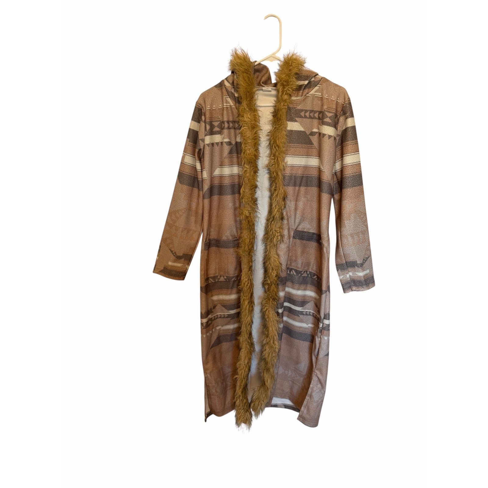 Other Brown Faux Fur Trim Long Sleeve Pocketed Parka Cardigan Size S / US 4 / IT 40 - 4 Thumbnail