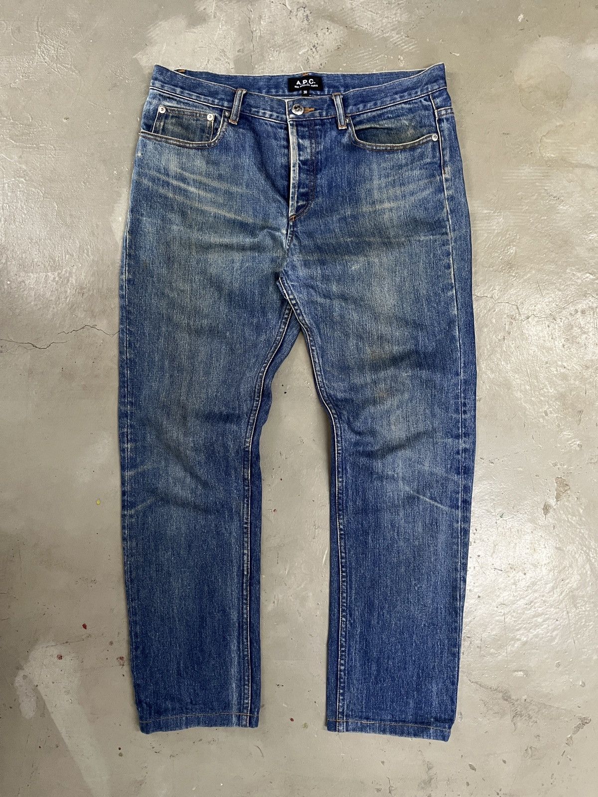 A.P.C. A.P.C Raw Denim Honeycomb Contrast Faded Straight Fit jeans Size US 32 / EU 48 - 1 Thumbnail