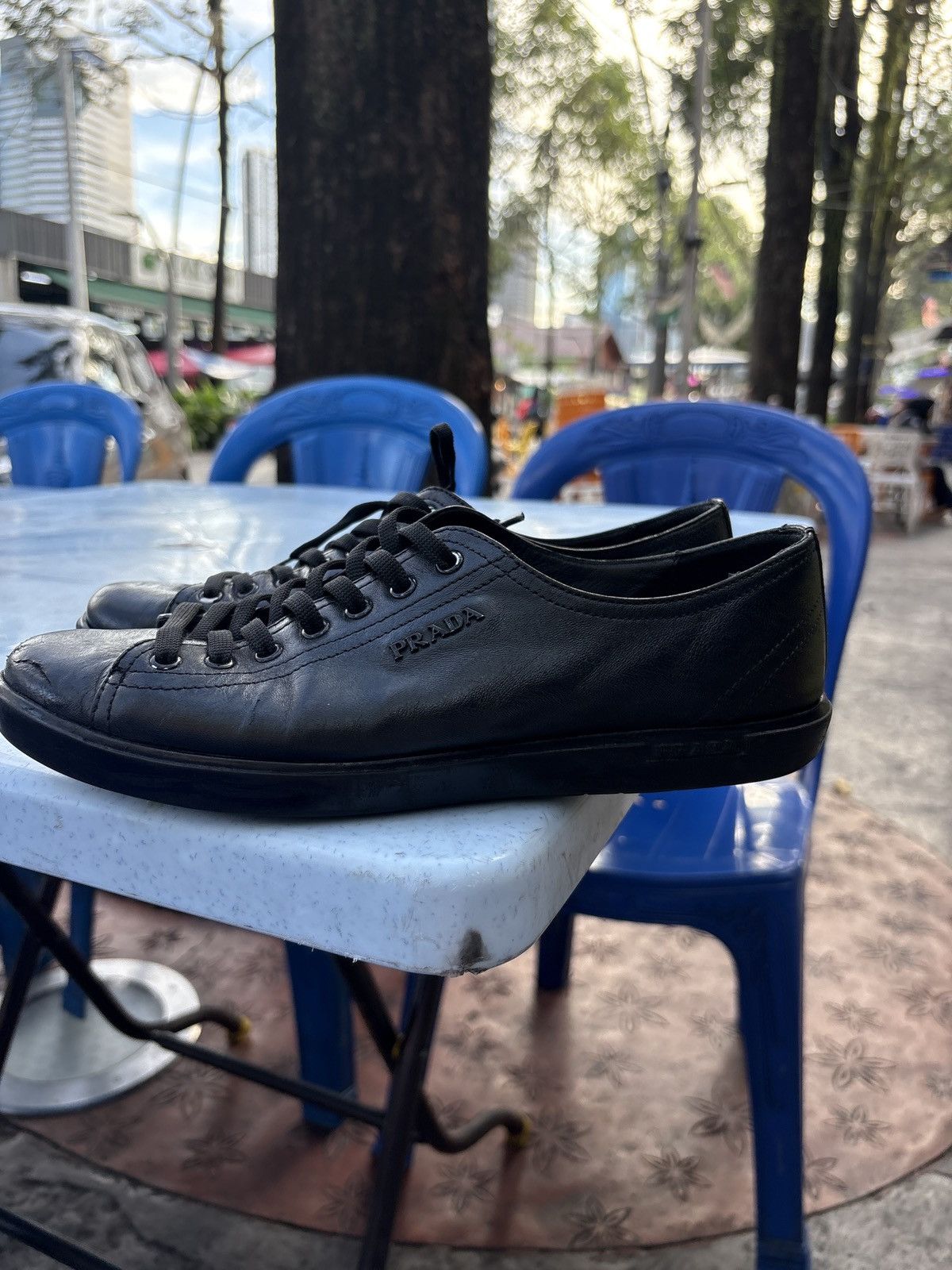 Prada Prada Black Leather Lace Up Size US 6 / EU 39 - 6 Thumbnail