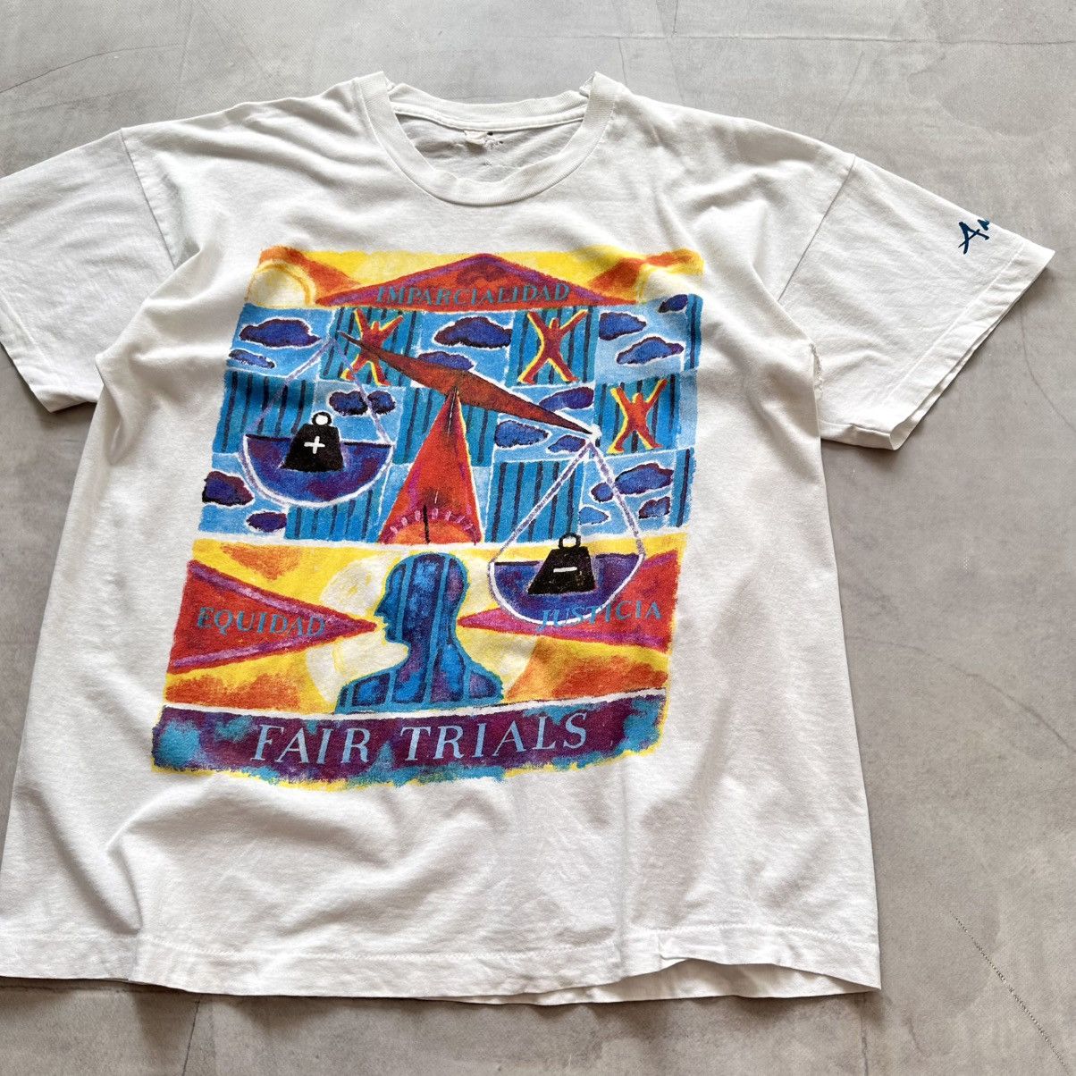Keith Haring 90s Amnesty International Fair Trials Vintage T Shirt Art Size US XL / EU 56 / 4 - 2 Thumbnail