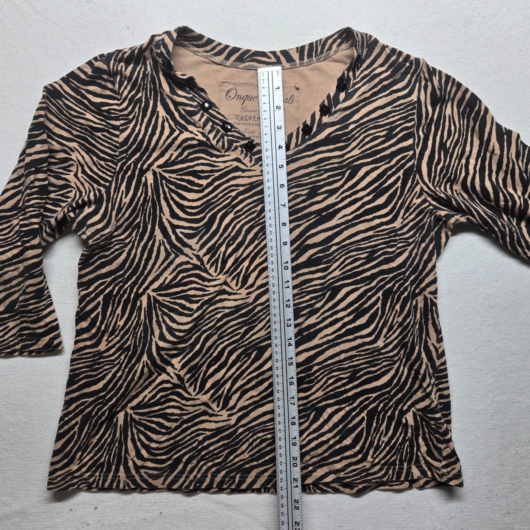 Vintage Onque Casuals Embellished Beads Print Shirt Adult Women XL Brown Womens Size XL / US 12-14 / IT 48-50 - 5 Thumbnail