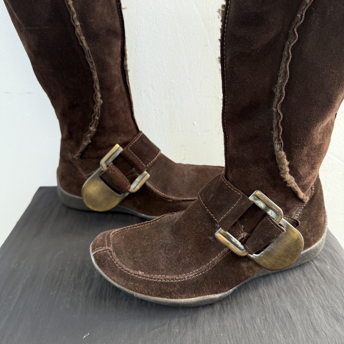 If Six Was Nine Vintage Suede leather Brown Knee High Boots Size US 7 / IT 37 - 4 Thumbnail