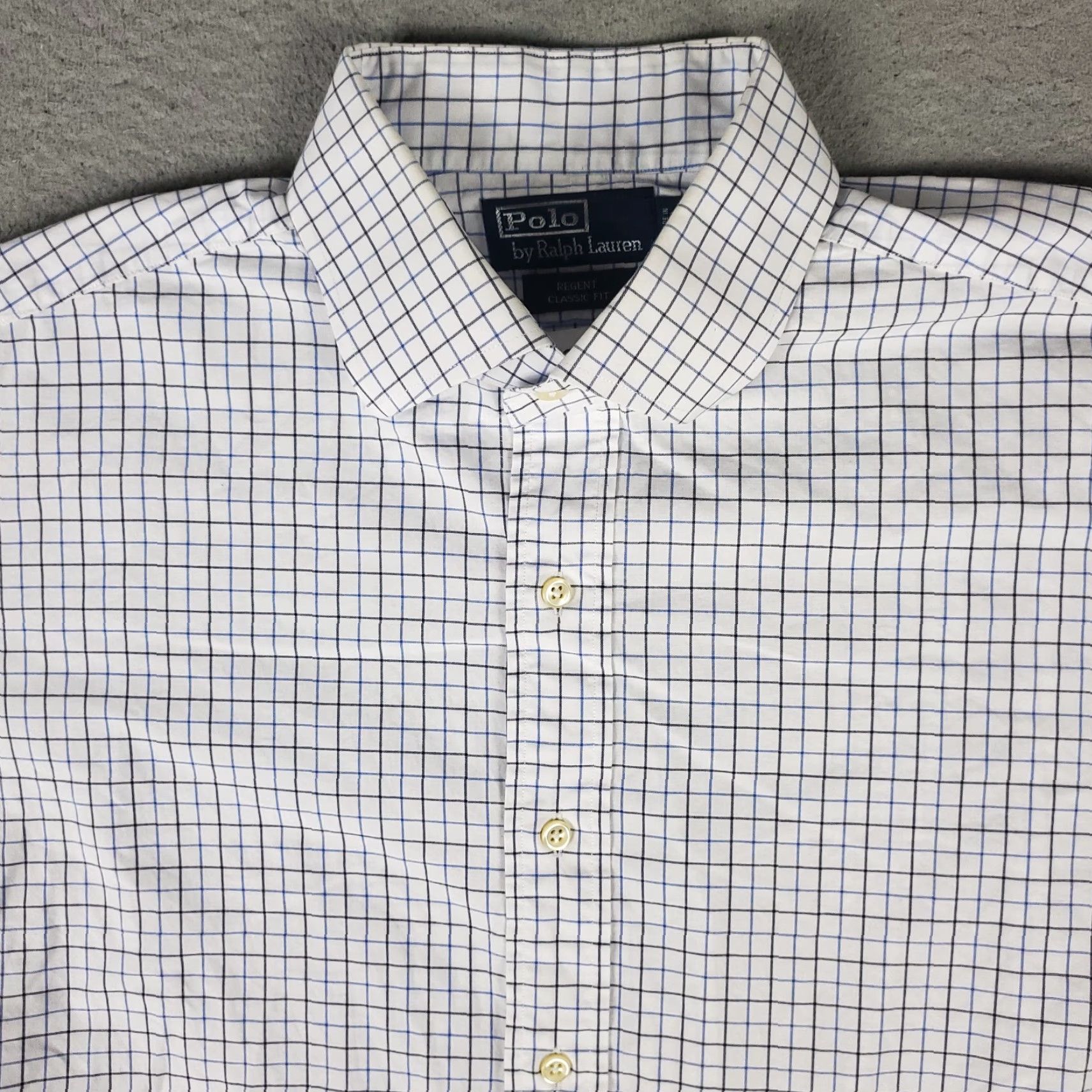 Ralph Lauren Ralph Lauren Dress Shirt Mens 17 White Blue Check Long Sleeve Button Up Size 46R - 2 Thumbnail