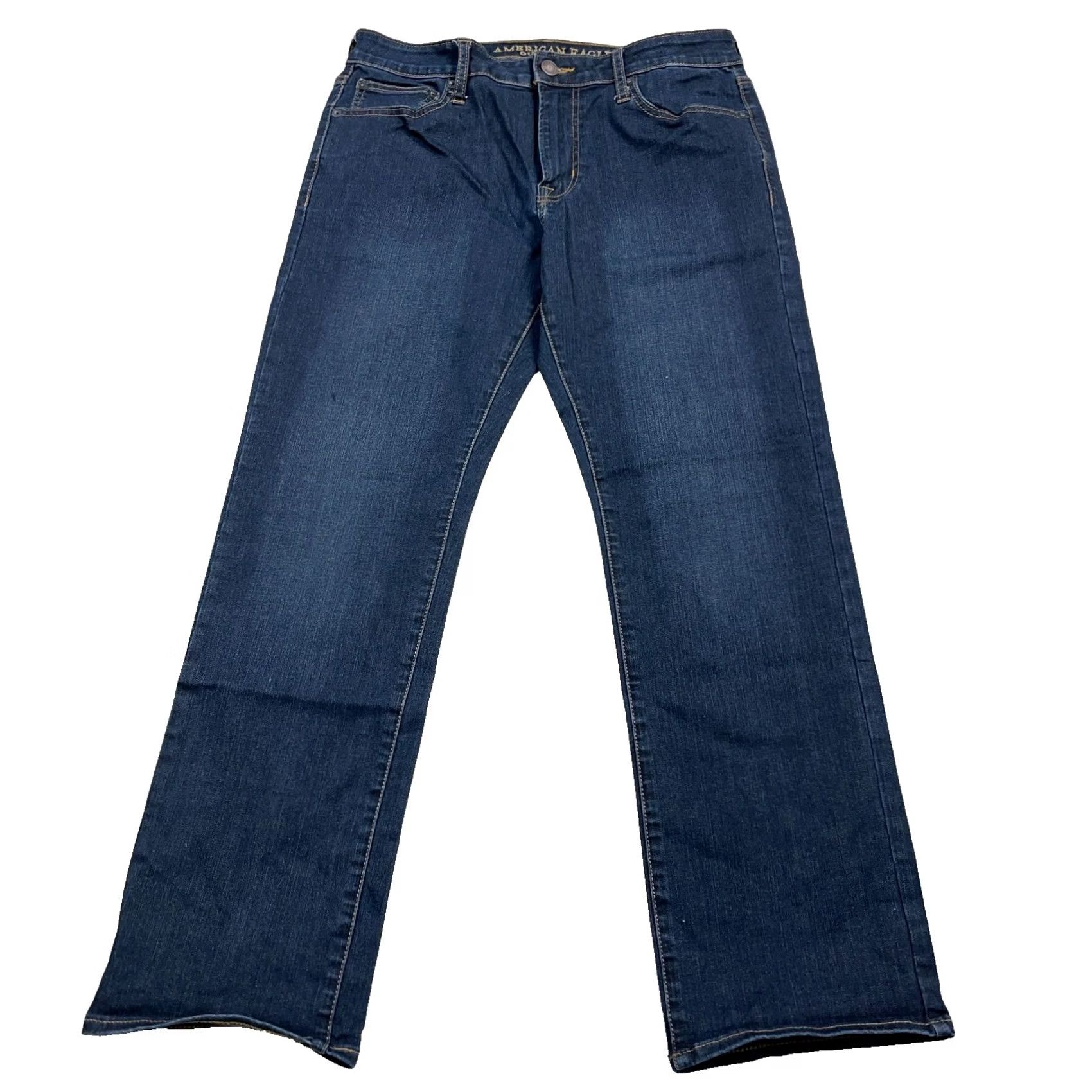 American Eagle Outfitters American Eagle Jeans Men 33x30 Dark Wash Straight Leg 5-Pocket Denim Cotton Belt Loops Regular Fit Vintage No Size US 33 - 2 Thumbnail