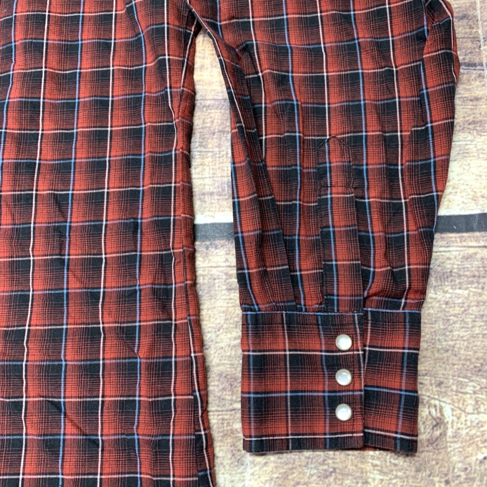 Wrangler Wrangler Wrancher Western Pearl Snap Long Sleeve Shirt Men’s 2XT Red Black Size US XXL / EU 58 / 5 - 4 Thumbnail