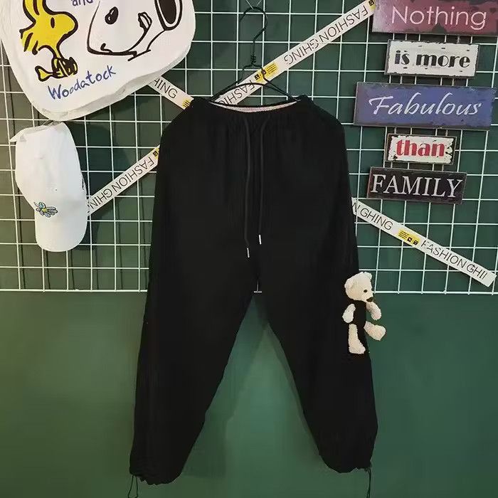 image of Vintage Bear Pants Sweatpants in Black, Men's (Size 32)