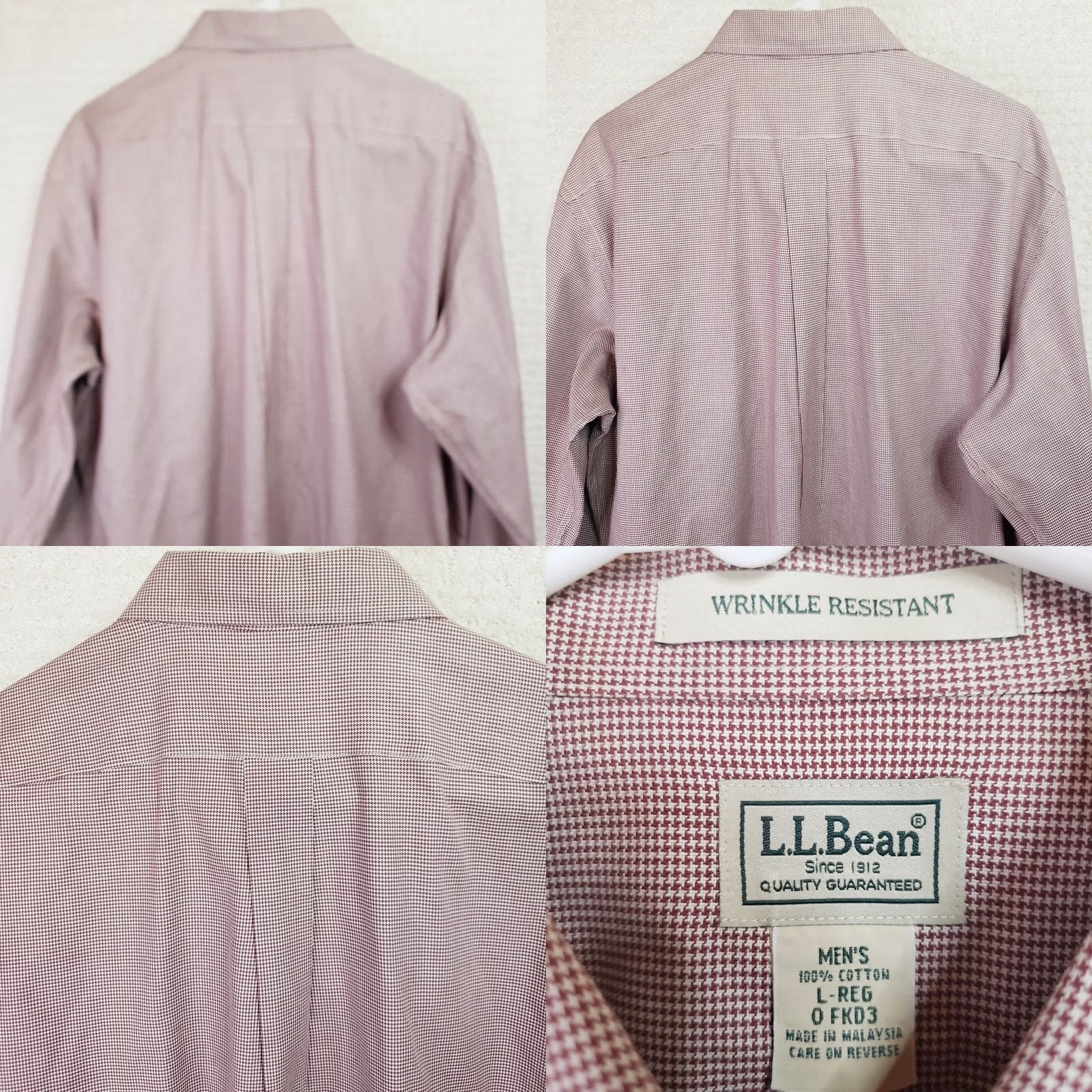 Vintage LL Bean Mens L Red Wrinkle Resistant Long Sleeve Button Up Houndstooth Shirt Mens Size US L / EU 52-54 / 3 - 8 Thumbnail