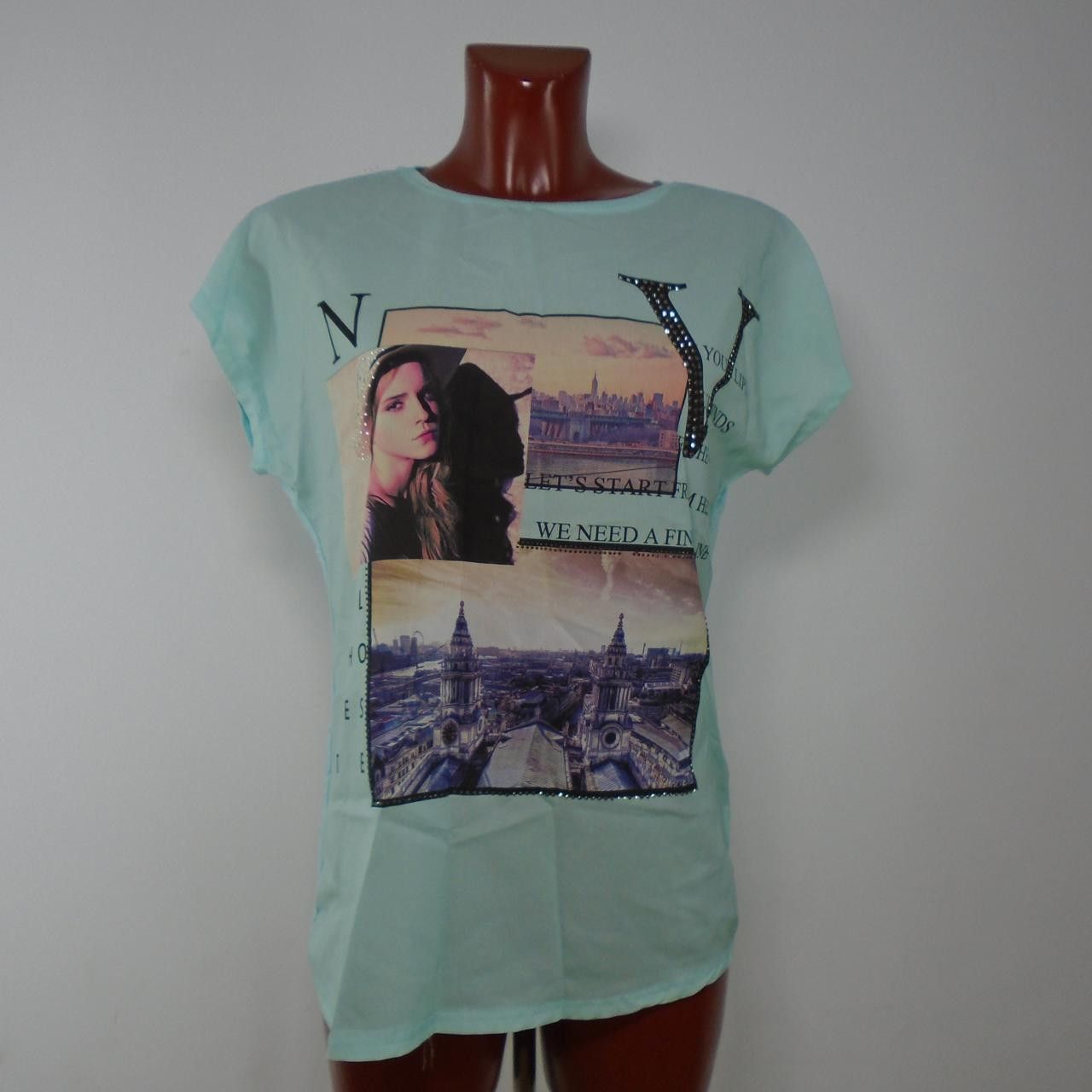 Vintage Women's T-Shirt Italy Moda. Green. S. Used. Very good Size S / US 4 / IT 40 - 2 Thumbnail