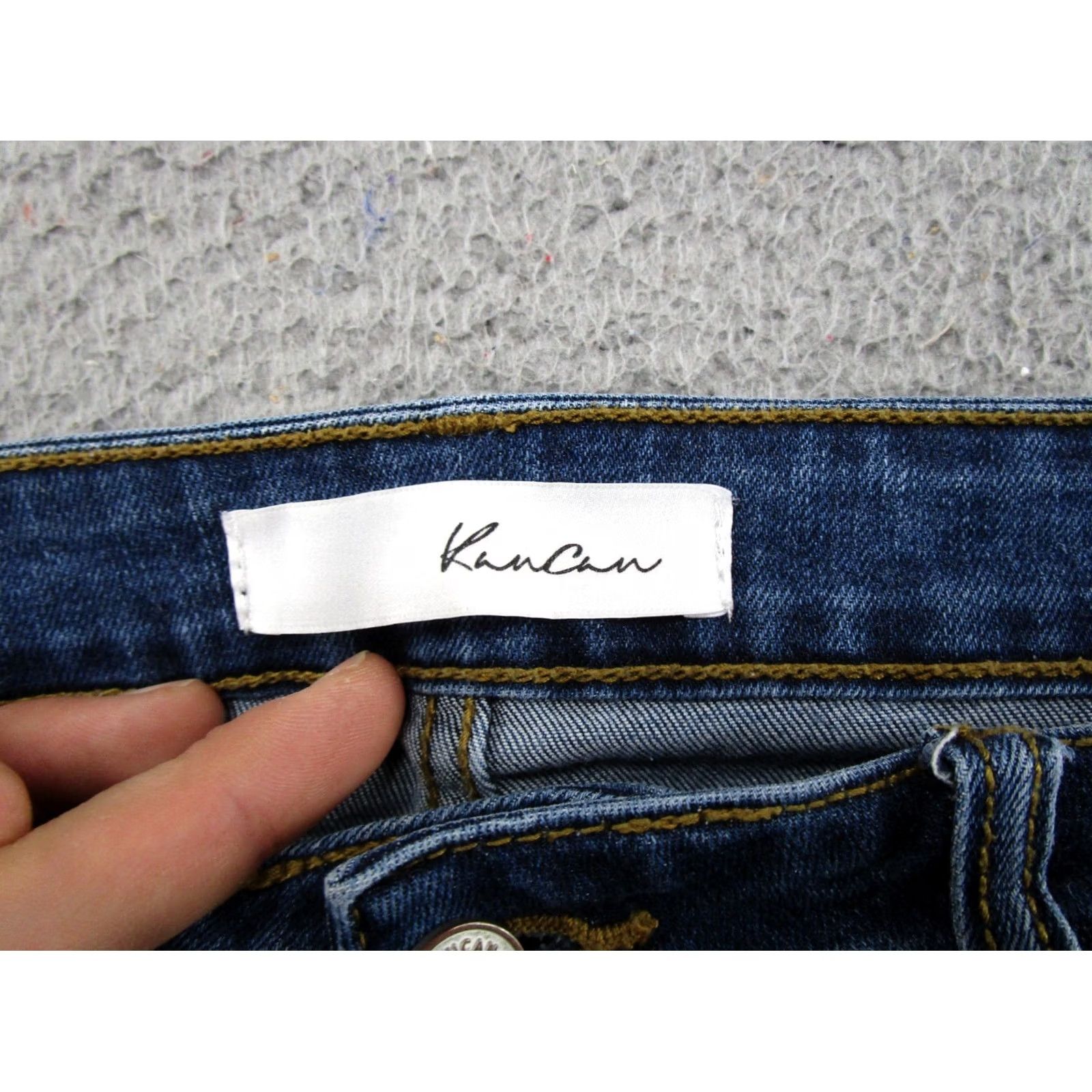 Vintage Kancan Jeans Women's Mid Rise Distressed Denim Raw Hem Stretch Blue Size 13/30 5-Pocket Jeans Womens Size 34" / US 12 / IT 48 - 4 Thumbnail