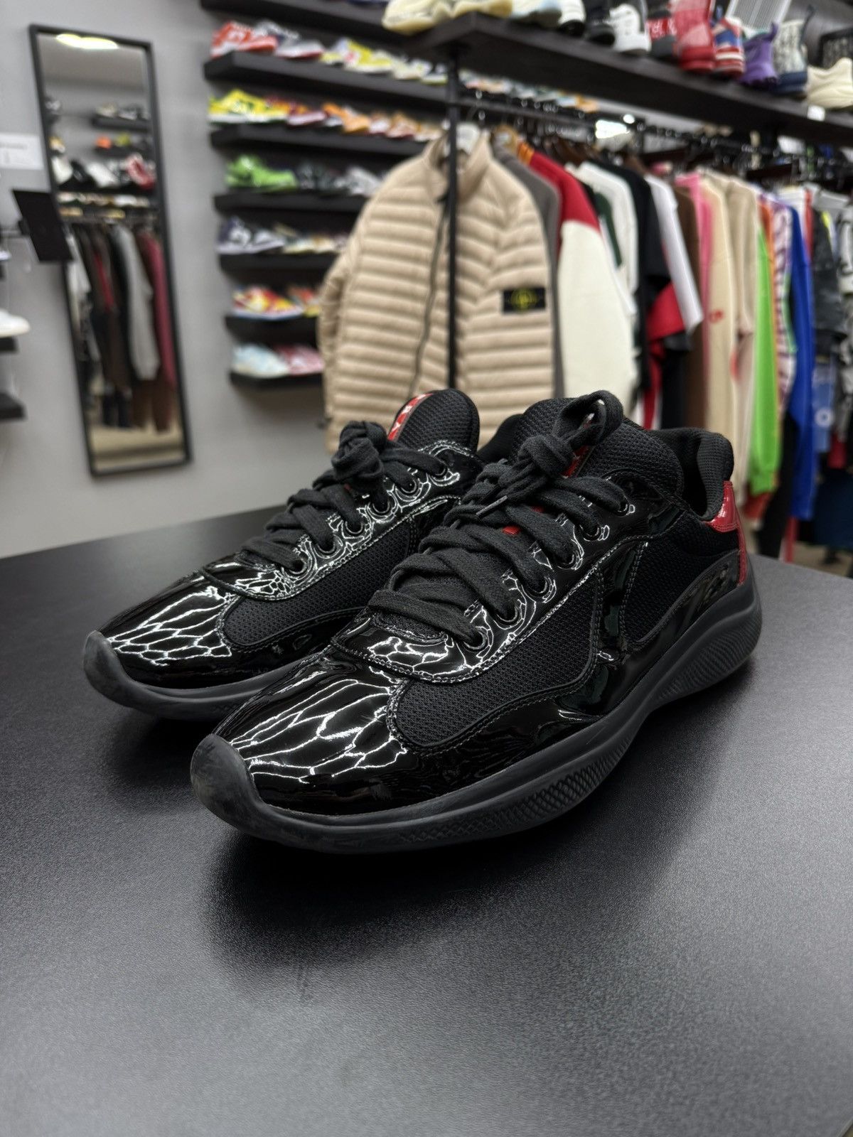 Prada Prada Americas Cup Sneaker Black Red Size 11 US 10 Prada Size US 11 / EU 44 - 9 Thumbnail