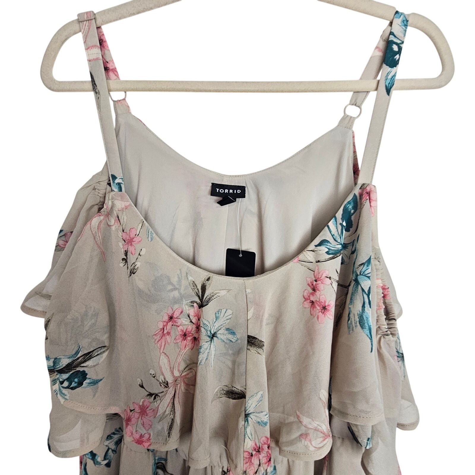 Torrid Torrid Tea Length Floral Chiffon Cold Shoulder A-Line Dress Size XXL / US 16-18 / IT 52-54 - 3 Thumbnail