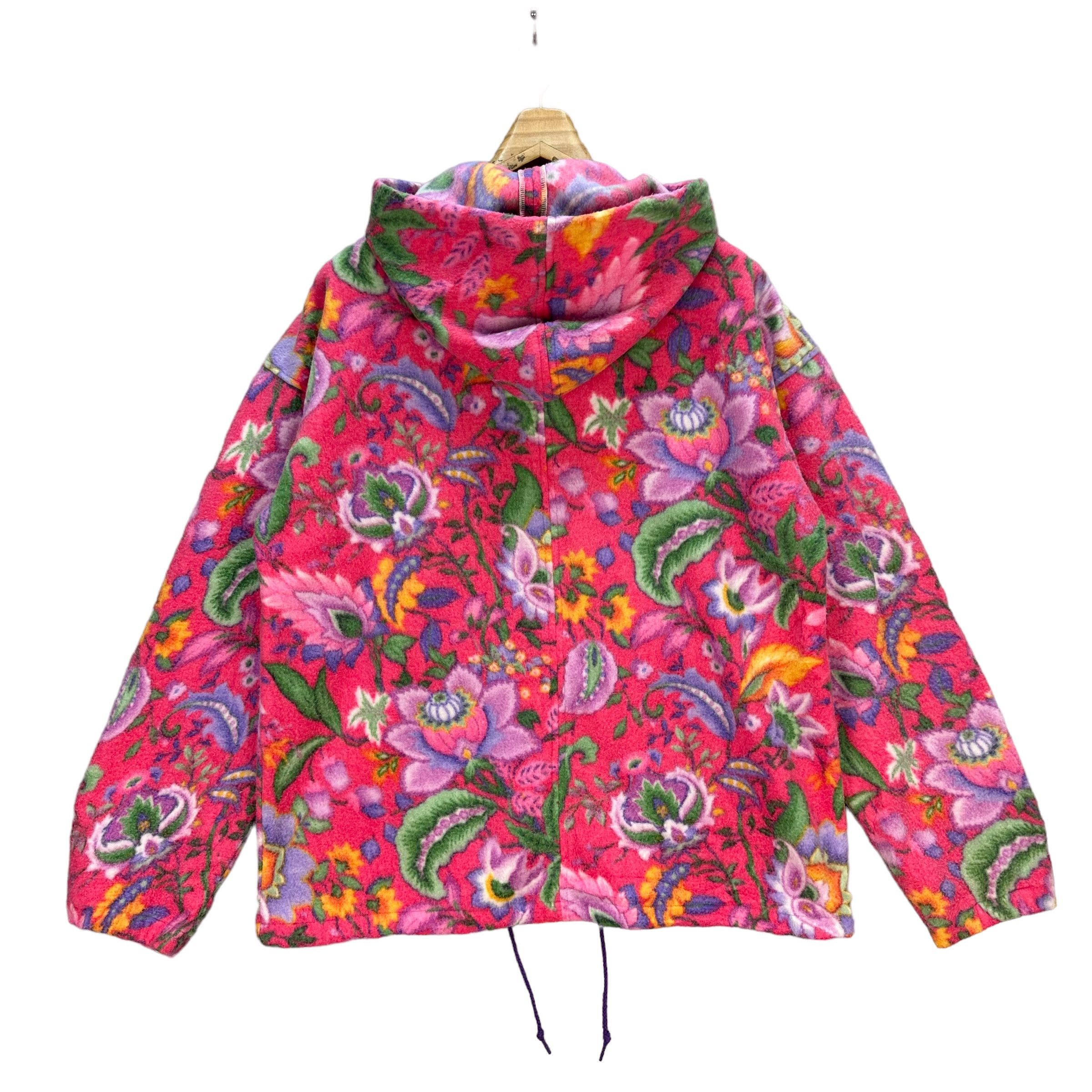 Vintage FLORAL GRAPHIC PULLOVER FLEECE HOODIE #7565-153 Size US M / EU 48-50 / 2 - 7 Thumbnail