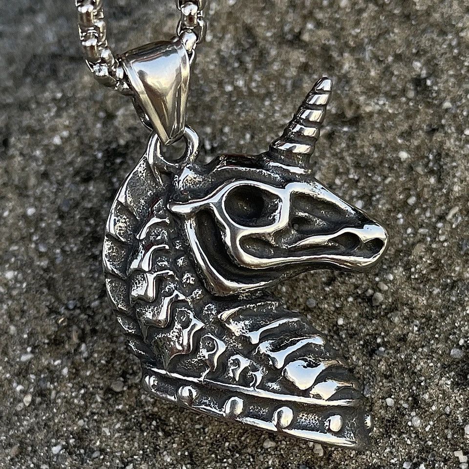 Jewelry × Vintage Unique Skull Horse Unicorn Pendant Necklace Size ONE SIZE - 5 Thumbnail