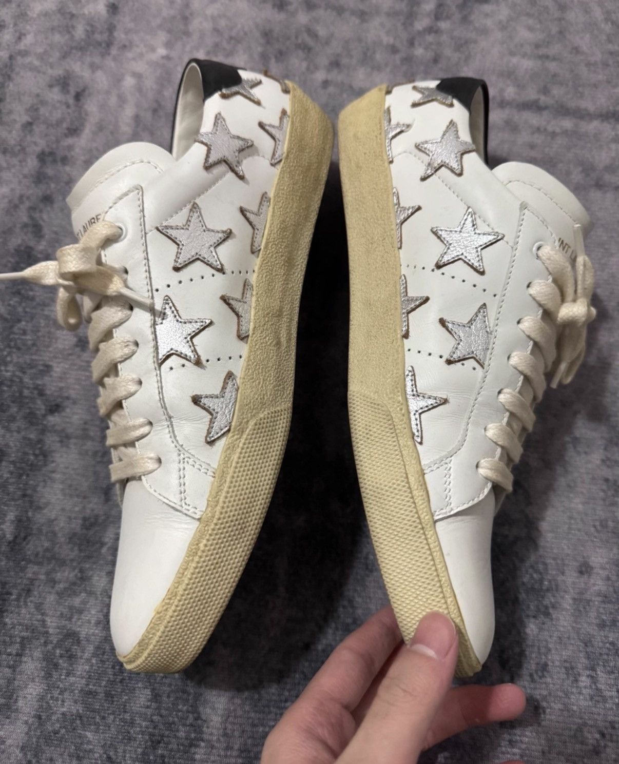 Saint Laurent Paris Saint Laurent 15SS Leather Embroidered Star Low-Top Sneakers Size US 6.5 / EU 39-40 - 3 Thumbnail