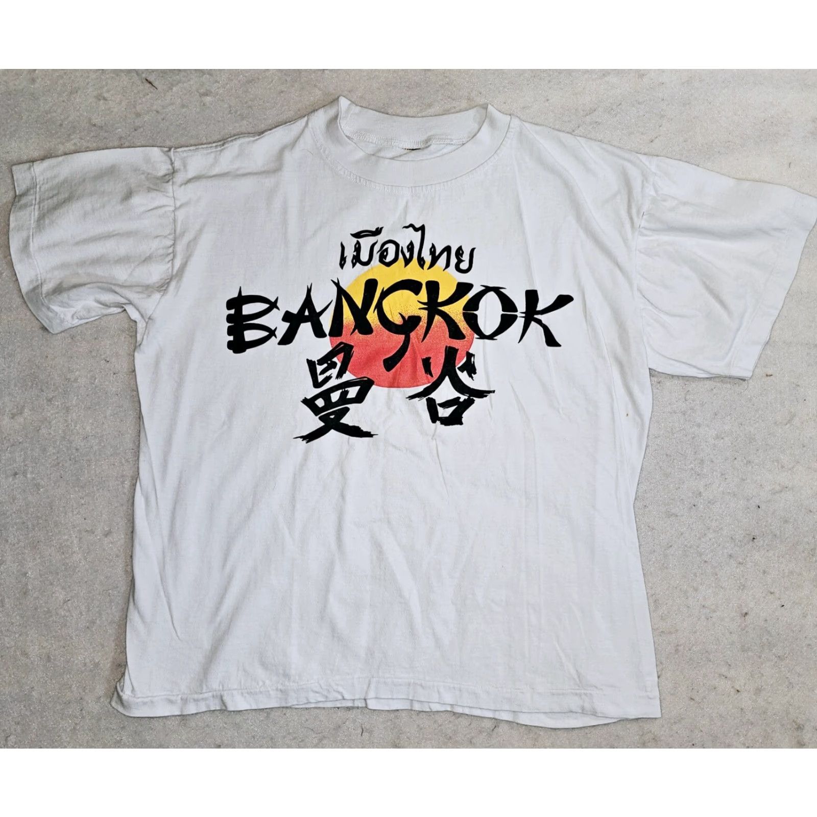 Vintage VINTAGE 80's Bangkok Graphic Single Stitch Short Sleeve T-Shirt Adult Size Small Mens White 80s Theme Graphic Size US S / EU 44-46 / 1 - 2 Thumbnail