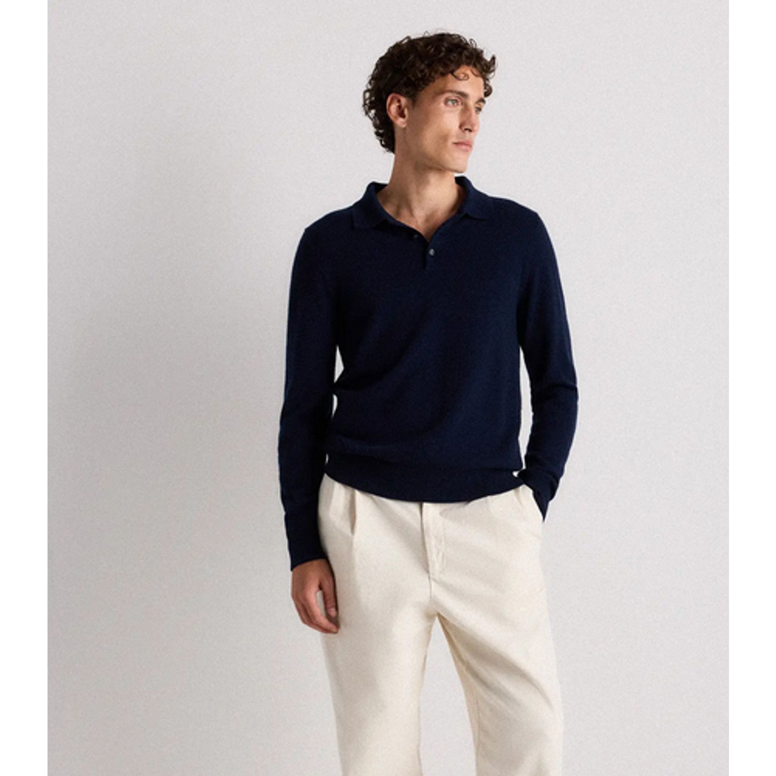 Quince Quince Mens Cashmere Polo Sweater True Navy Size L NWT Size US L / EU 52-54 / 3 - 2 Thumbnail