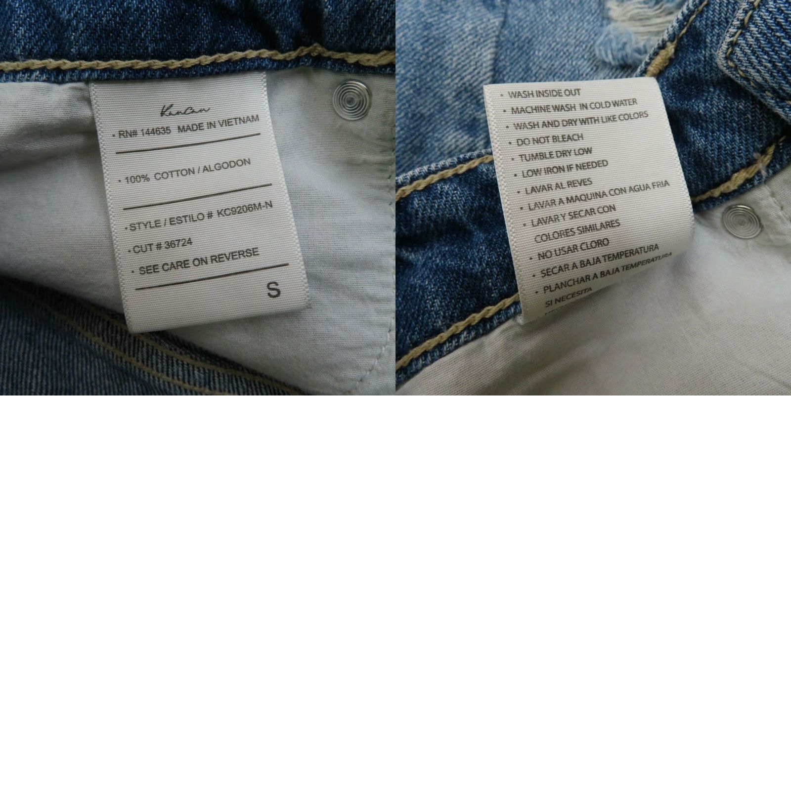 Vintage KanCan Womens Small Distressed Raw Hem Blue Denim Jean Shorts Pockets 36724 Size 28" / US 6 / IT 42 - 8 Thumbnail
